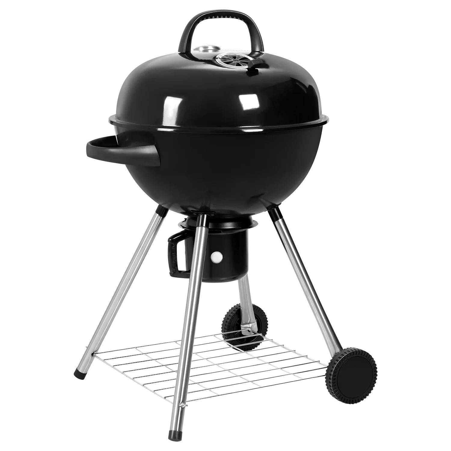 Devoko 29?? Barrel Outdoor Charcoal Grill with Side Shelf and Wheels, Black