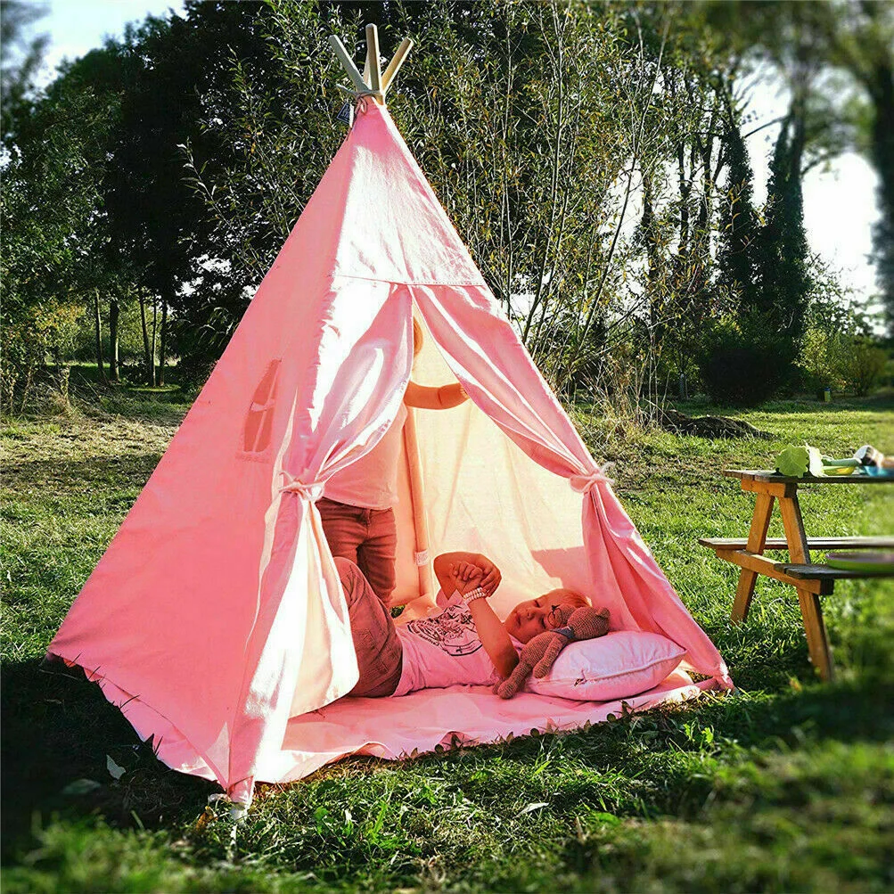 YouLoveIt Play Teepee Tent for Kids Play Tent Children Play House Children Teepee Play Tent Foldable Tent Indoor Outdoor Canvas Playhouse, 3 Colors