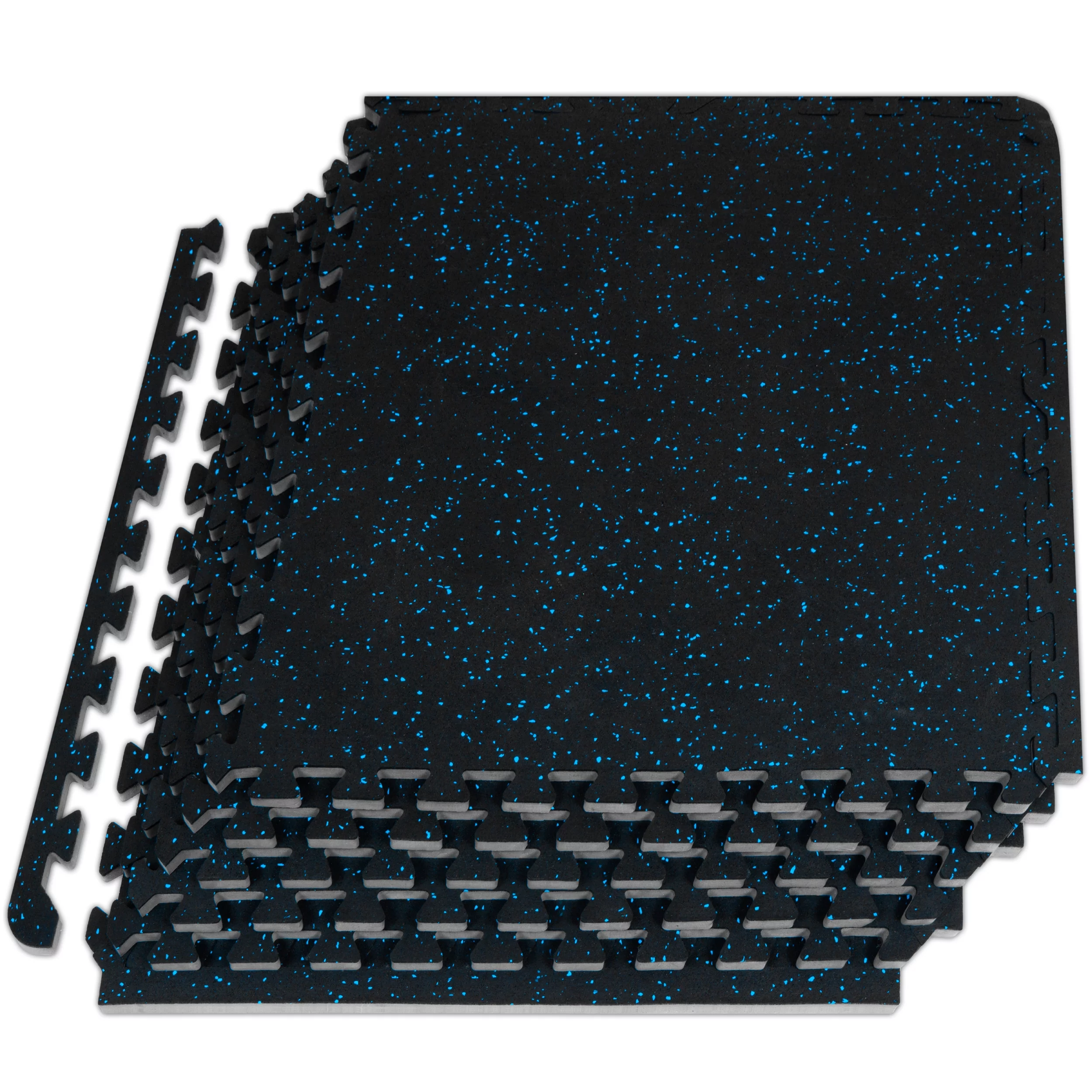 ProsourceFit Rubber Top Exercise Puzzle Mat 3/4-in, Blue, 24 Sq Ft – 6 Tiles