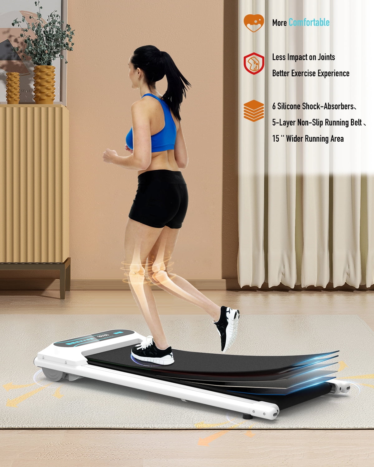 OBENSKY Walking Pad Treadmill Under Desk, 2.25HP Portable Mini Treadmill w/ Remote Control Blue