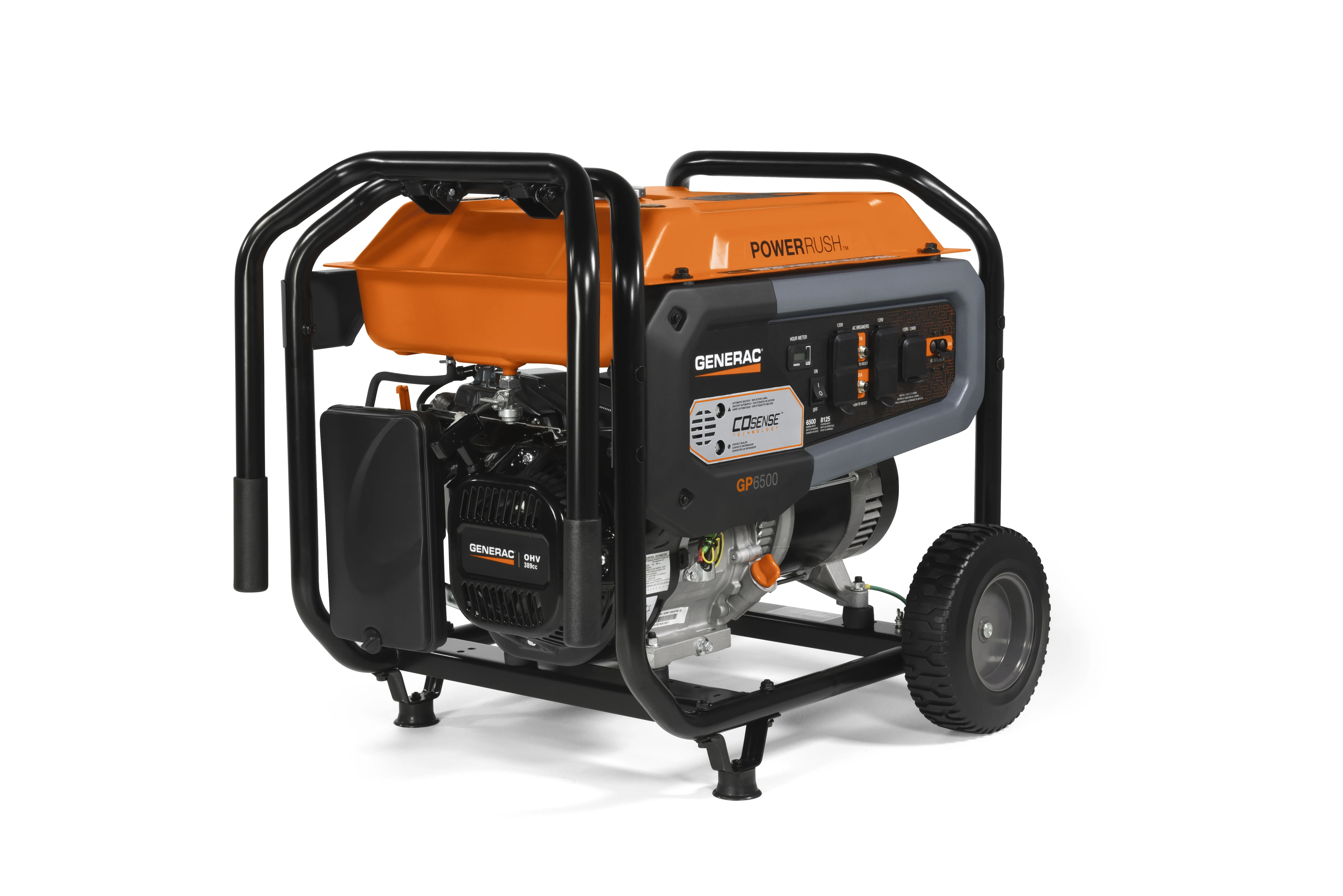 Generac 7672 GP6500 6500 Watt Manual Start Gas Powered Portable Generator with Cord and CoSense -49 ST