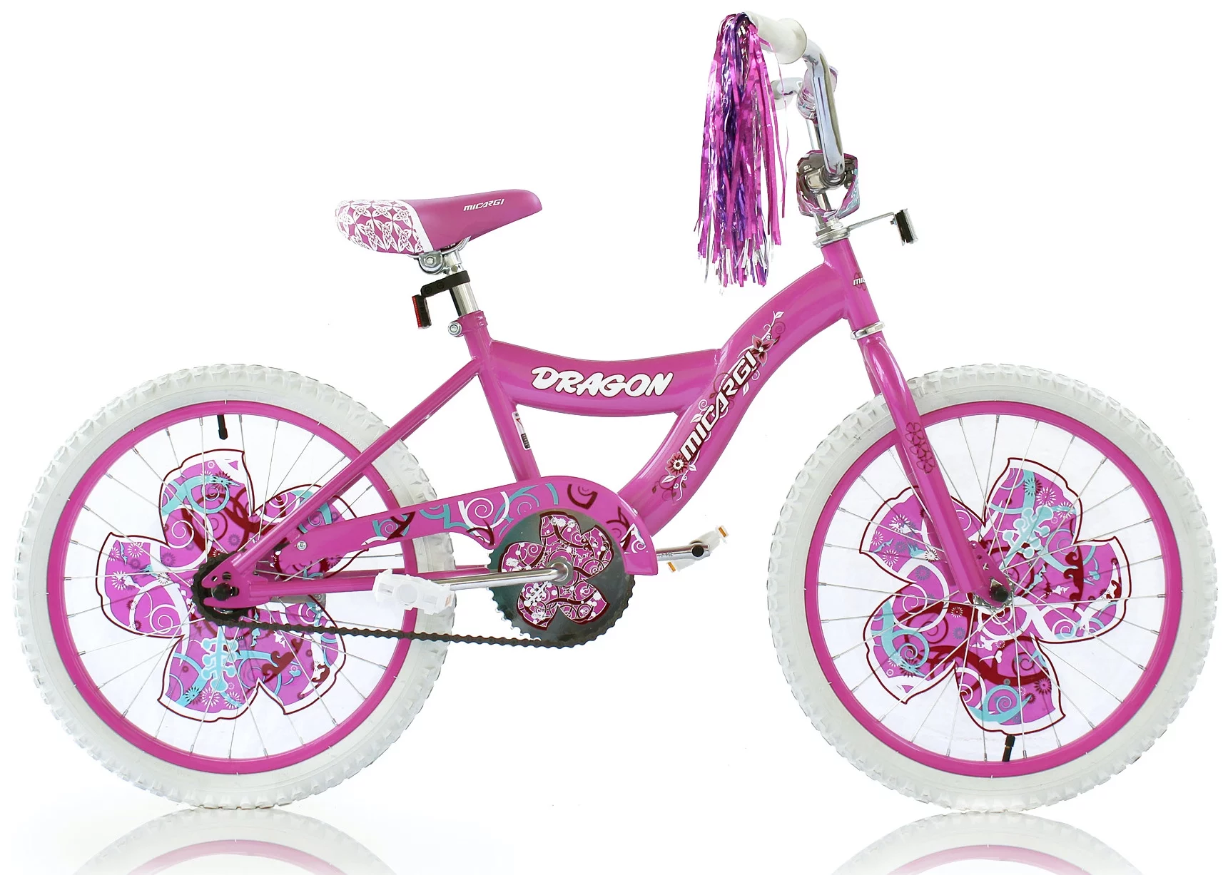 Wonder Wheels 20 In. Girl’s BMX S-Type Frame Bicycle Coaster Brake One Piece Crank Pink Rims White Tire Kid’s Bike ?C Pink