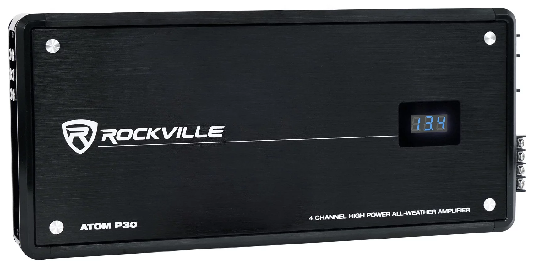 Rockville ATOM P30 2400 Watt 4-Channel Marine/ATV/Car Amplifier Amp+Volt Meter