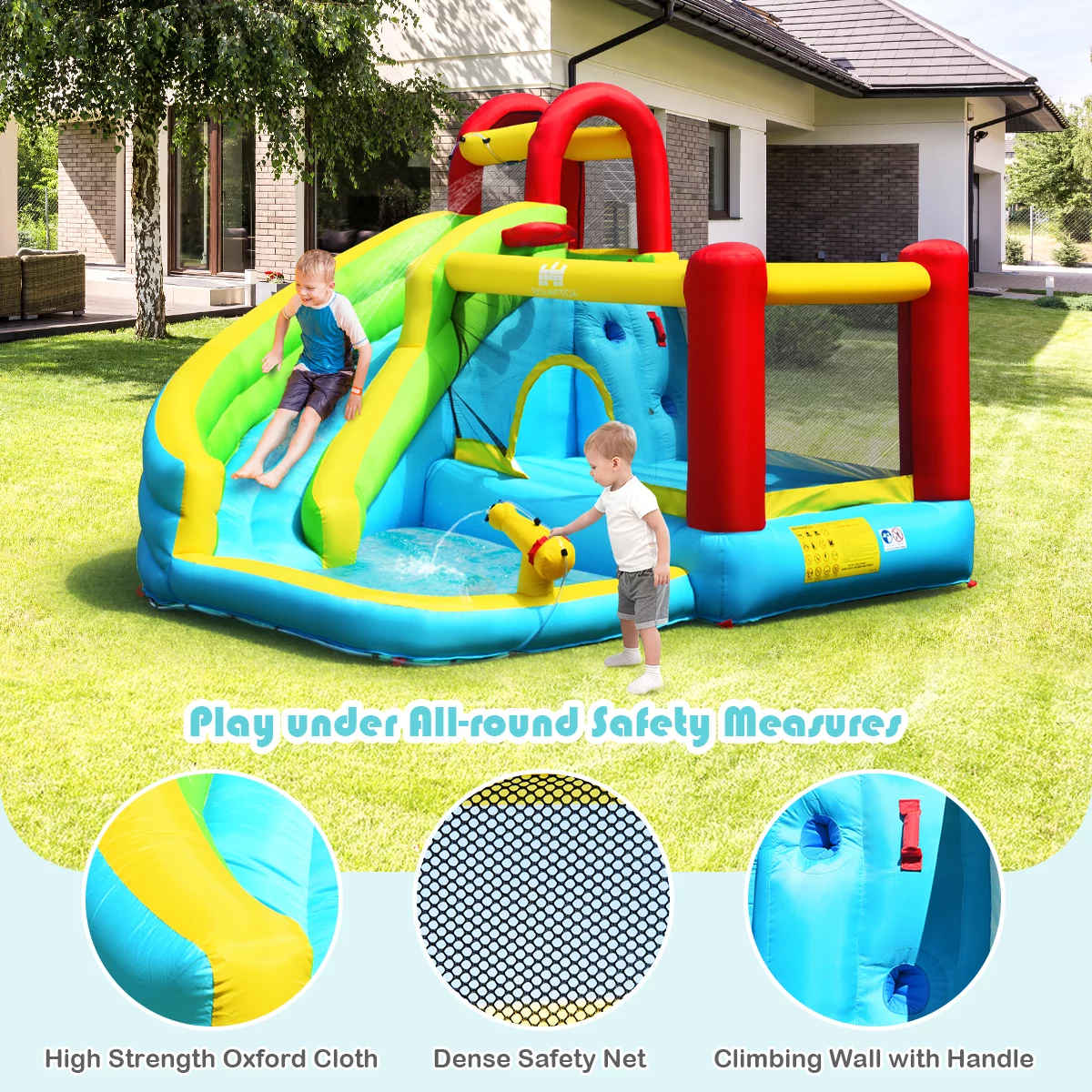 Infans Inflatable Kids Water Slide Jumper Bounce House Splash Water Pool Without Blower