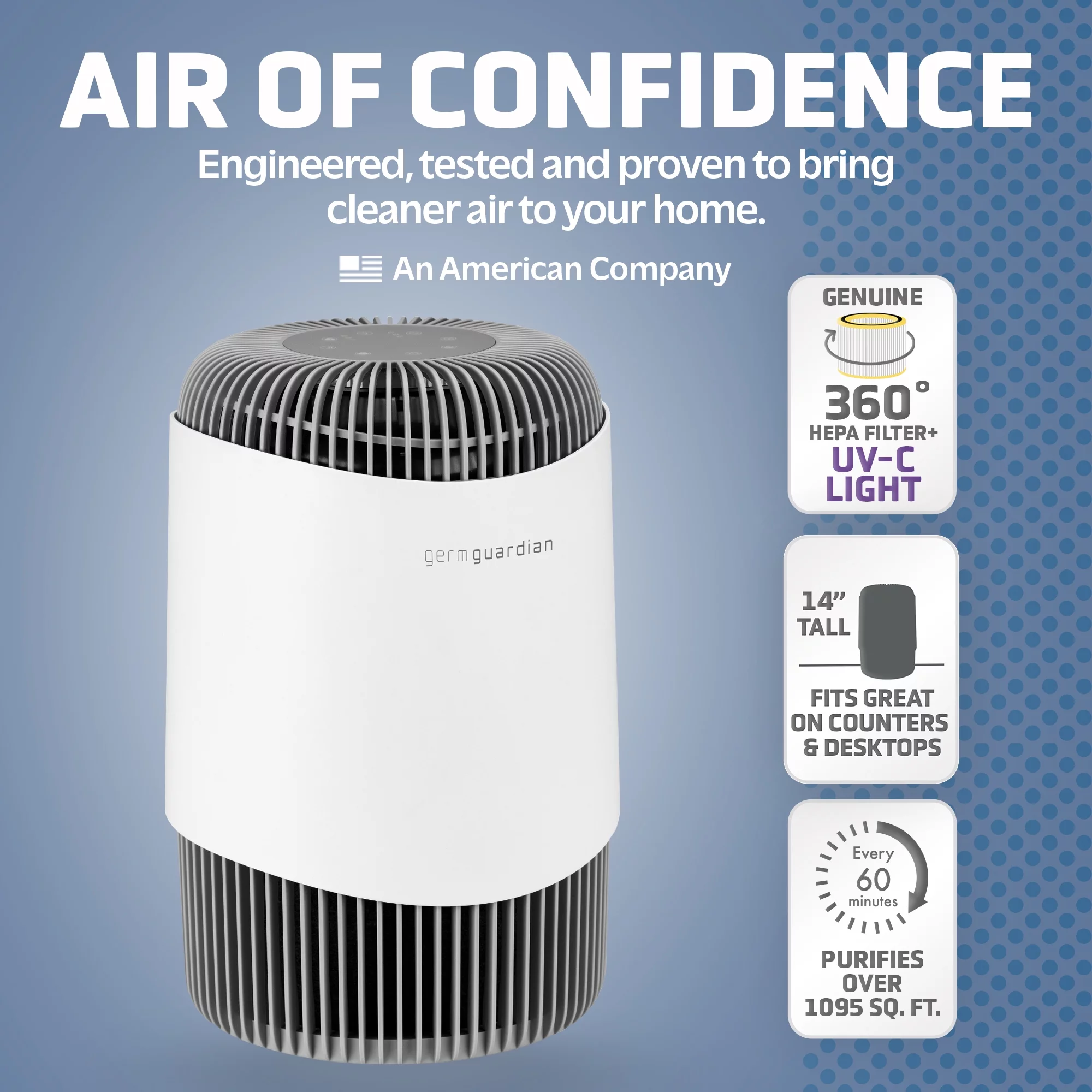 GermGuardian Air Purifier AC151 with HEPA Filter, UV-C, Removes Smoke, Odors, Mold, 1095 Sq. ft.