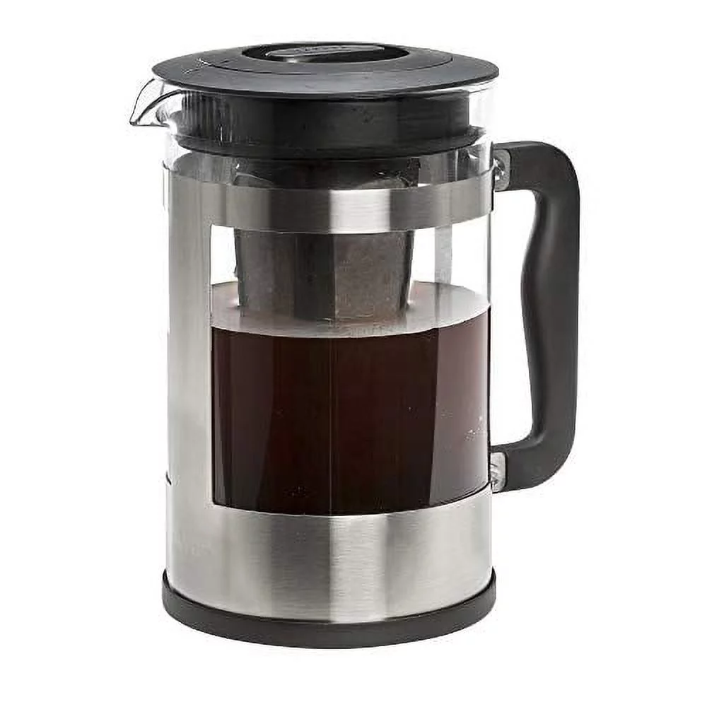 Primula Kedzie 1.6 Quart Borosilicate Glass Cold Brew Coffee Maker, Brushed Stainless