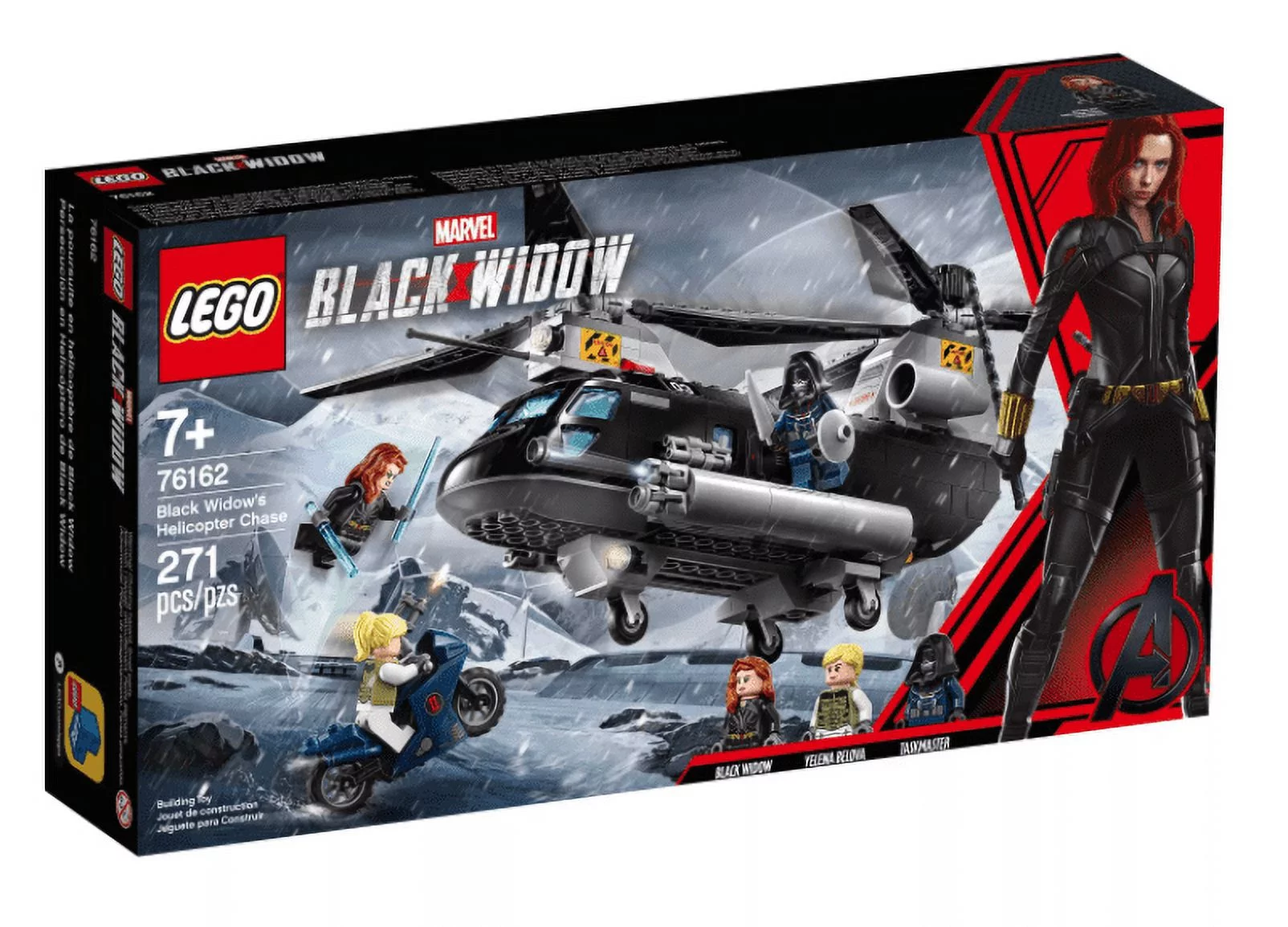 LEGO Marvel Avengers Black Widow’s Helicopter Chase Playset with 3 Minifigures 76162