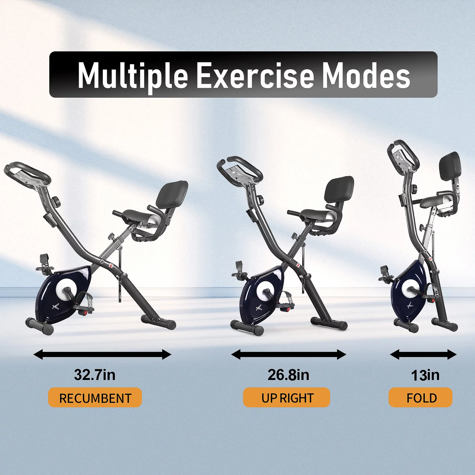 Leikefitness X-Bike Folding Sports Indoor Cycling Recumbent Exercise Bikes 10-Levels Resistance 220 Lb.