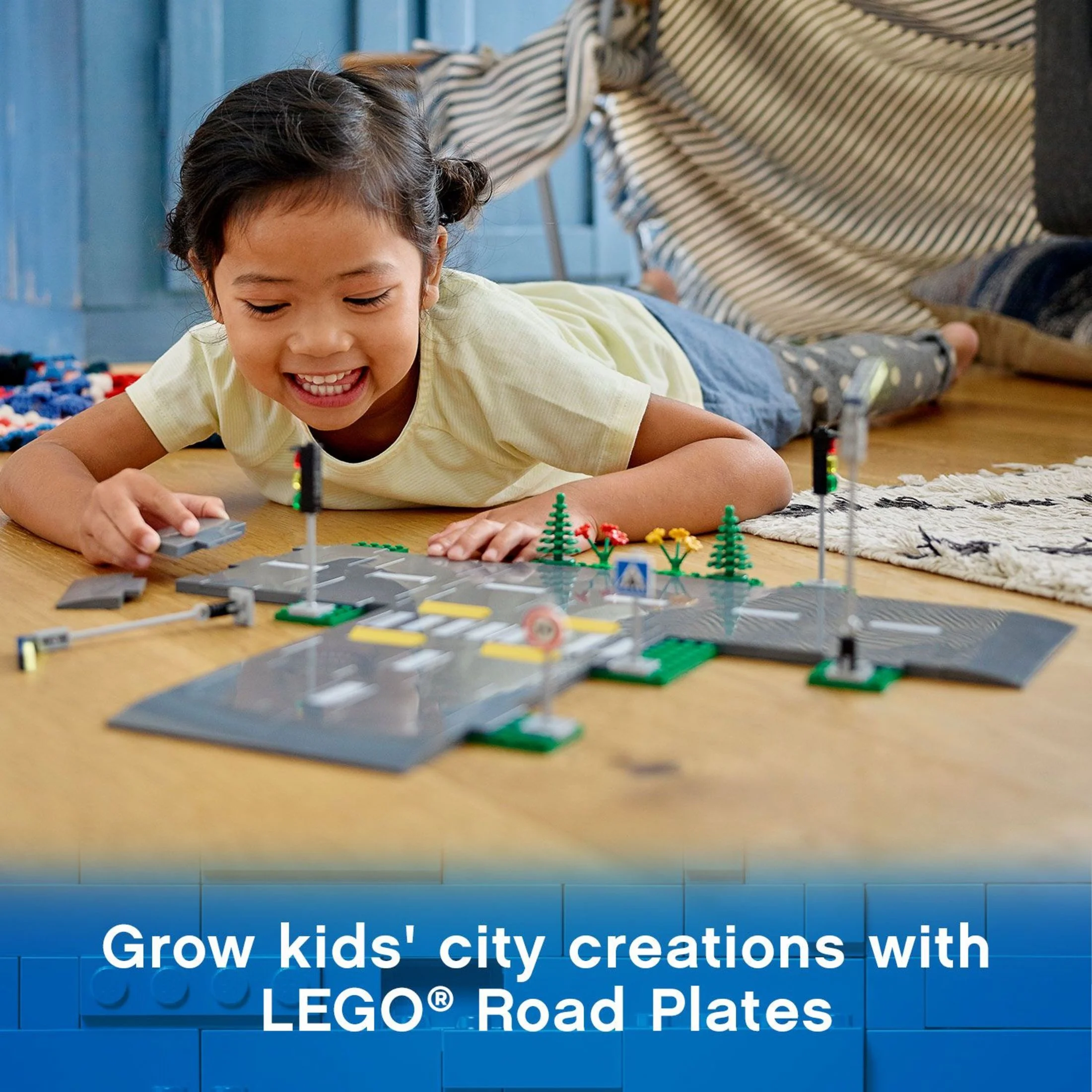 LEGO City Road Plates Building Toy Set, 60304 with Traffic Lights, Trees & Glow in the Dark Bricks, Gifts for 5 Plus Year Old Kids, Boys & Girls