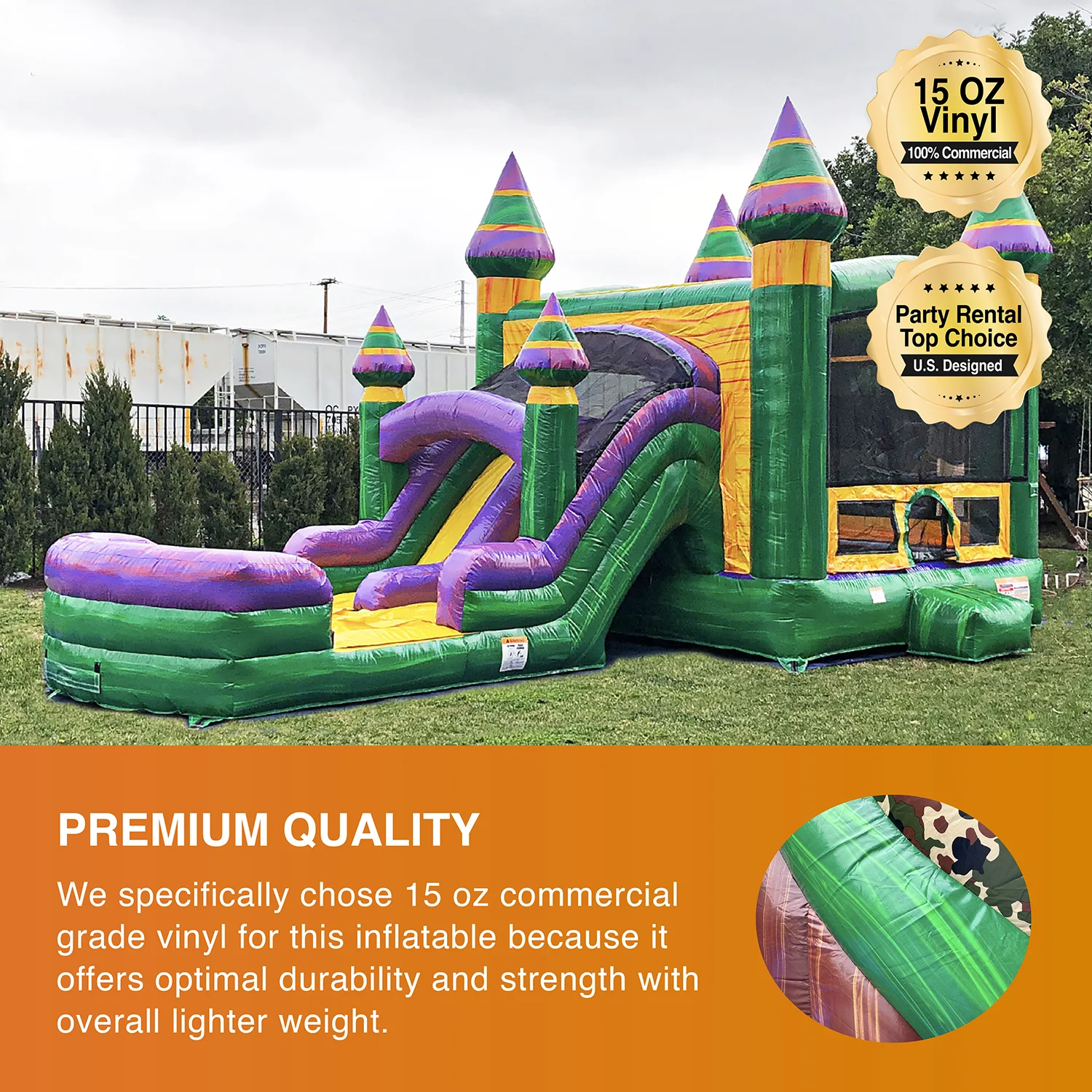 JumpOrange Amazonian River Commercial Grade Inflatable Bounce House with Dual Water Slides and Pool for Kids and Adults with Blower