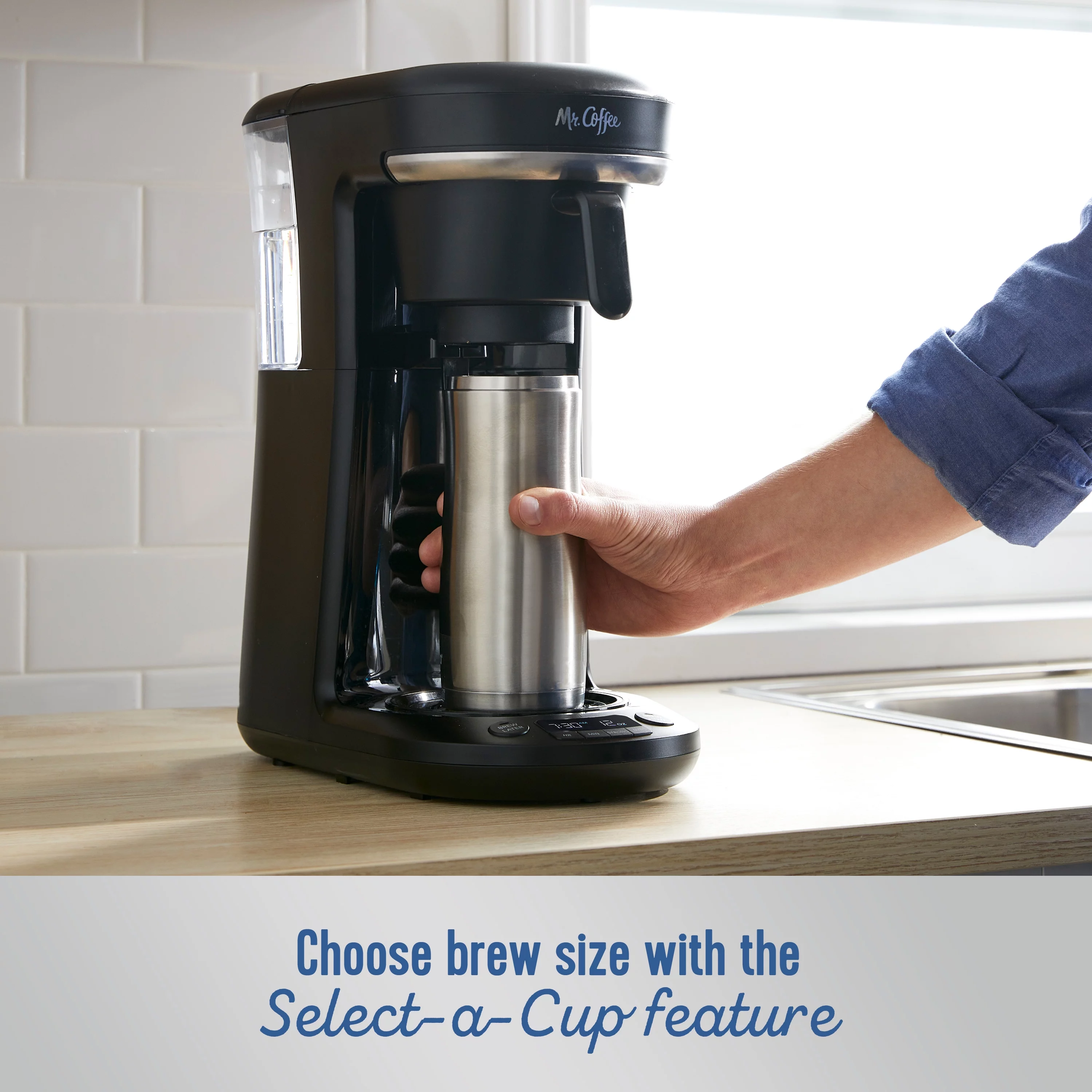 Mr. Coffee Pod and 10-Cup Space-Saving Combo Brewer in Black