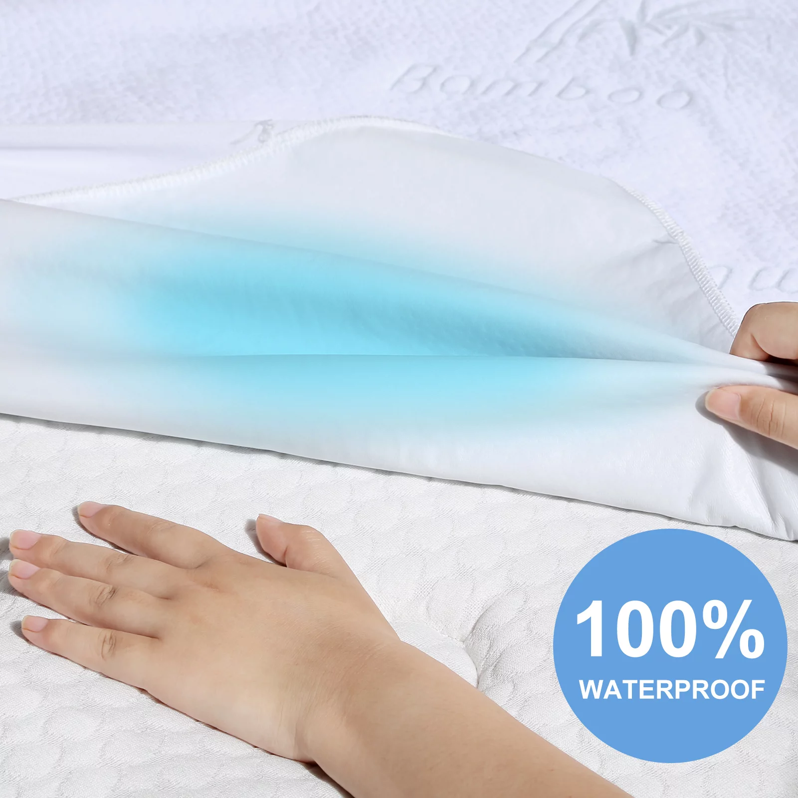 Kayfia Bamboo Fibre Full Size Waterproof Mattress Protector Deep Pocket