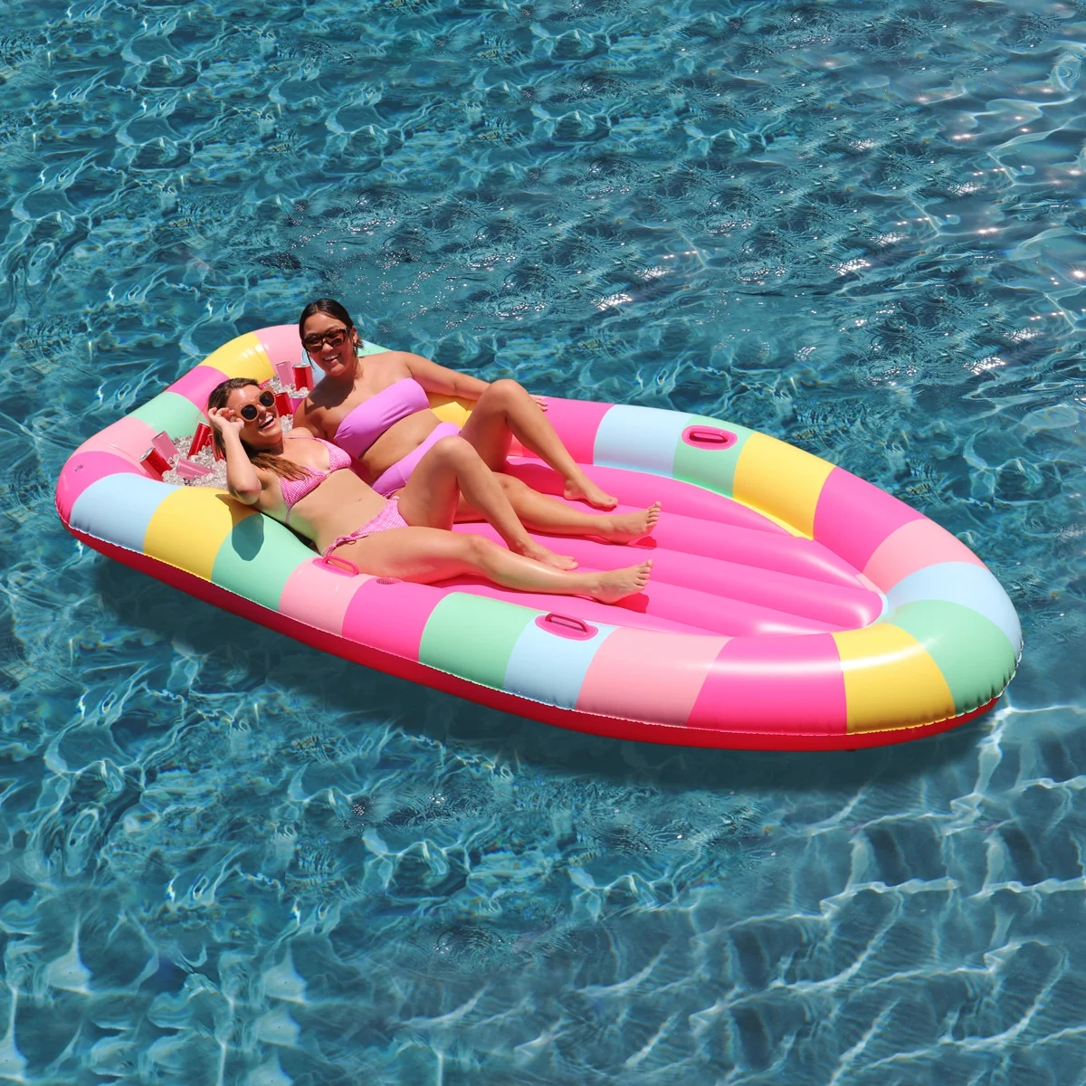 Packed Party 10.7ft 2-Person Multi-Color Inflatable Float for Females Age Group 14 Years +