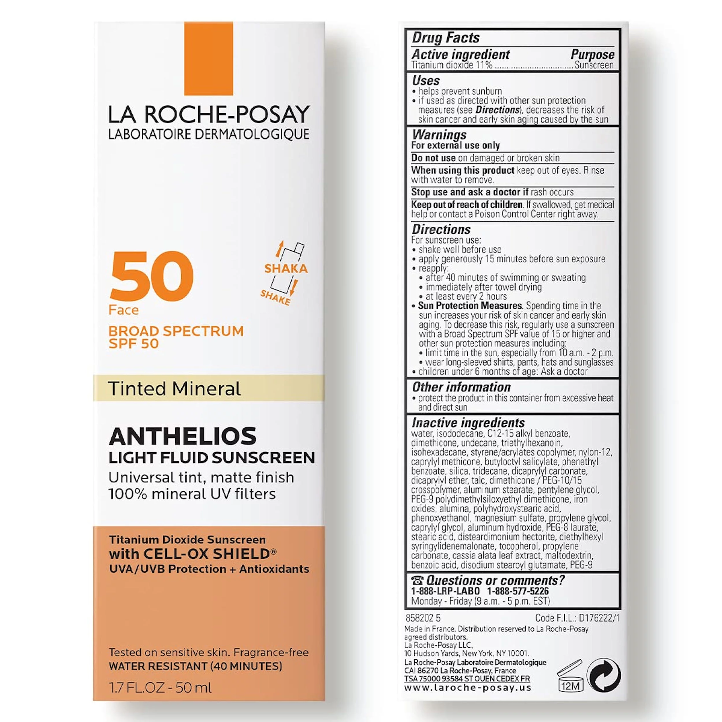 La Roche-Posay Anthelios Mineral Tinted Sunscreen SPF50 for Face 1.7 fl. oz. (50ml)