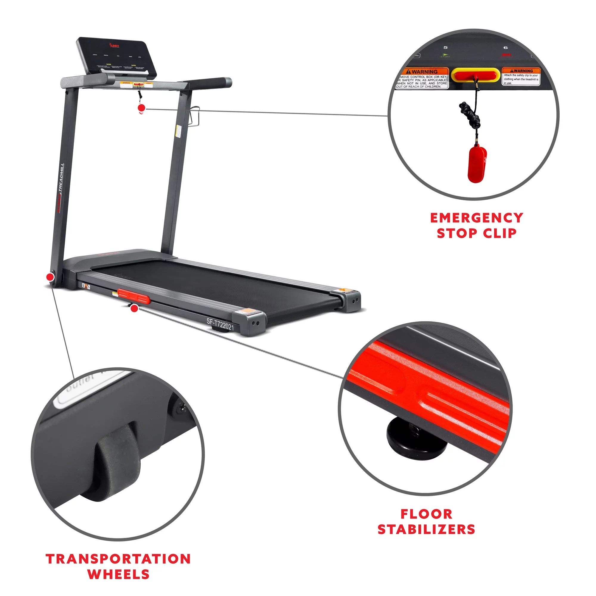 Sunny Health & Fitness Interactive Slim Treadmill with Bluetooth ?C SF-T722021