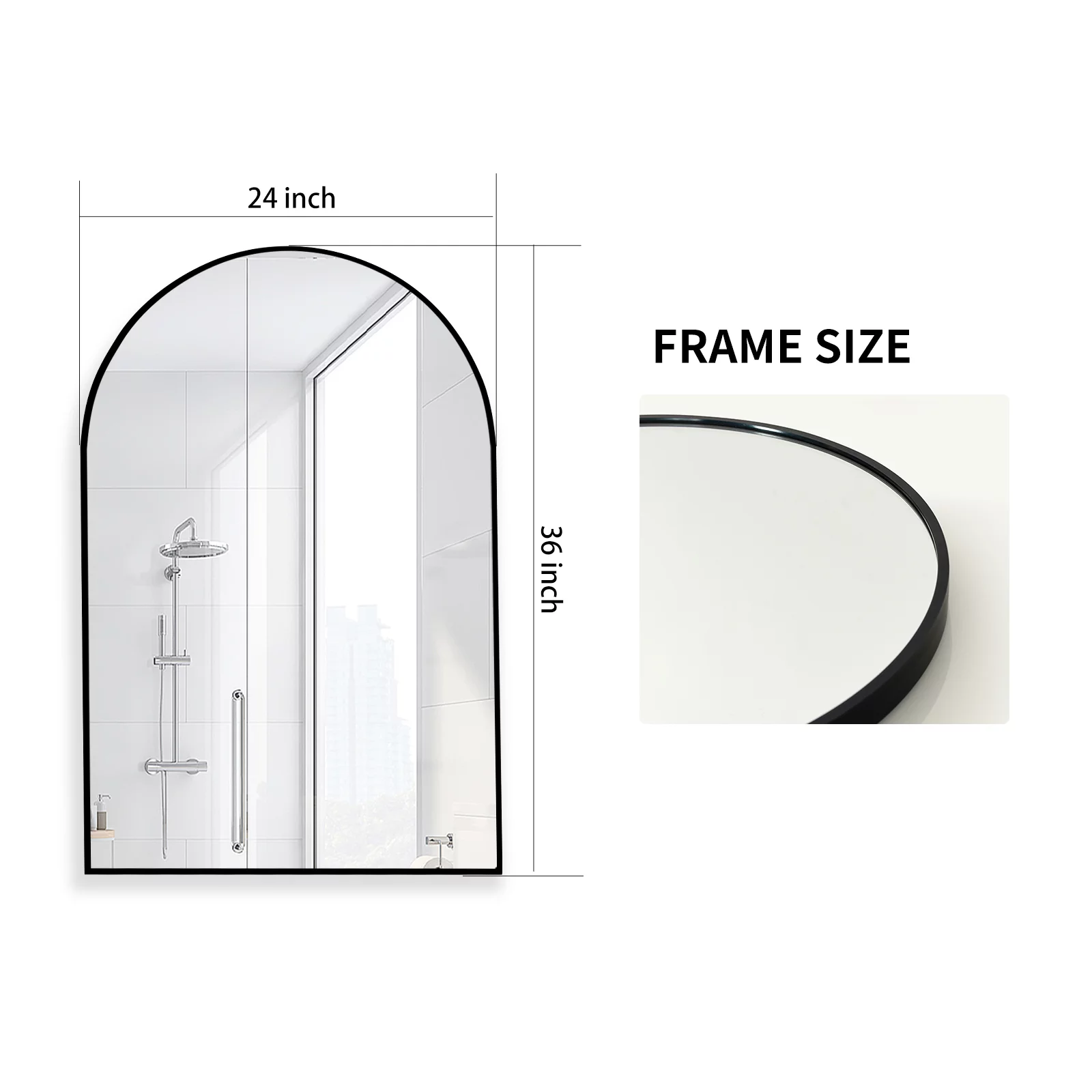 GLSLAND Wall Mounted Mirror, 20″ x 30″ Arch Bathroom Mirror for Wall, Vanity Mirror for Bedroom, Gold