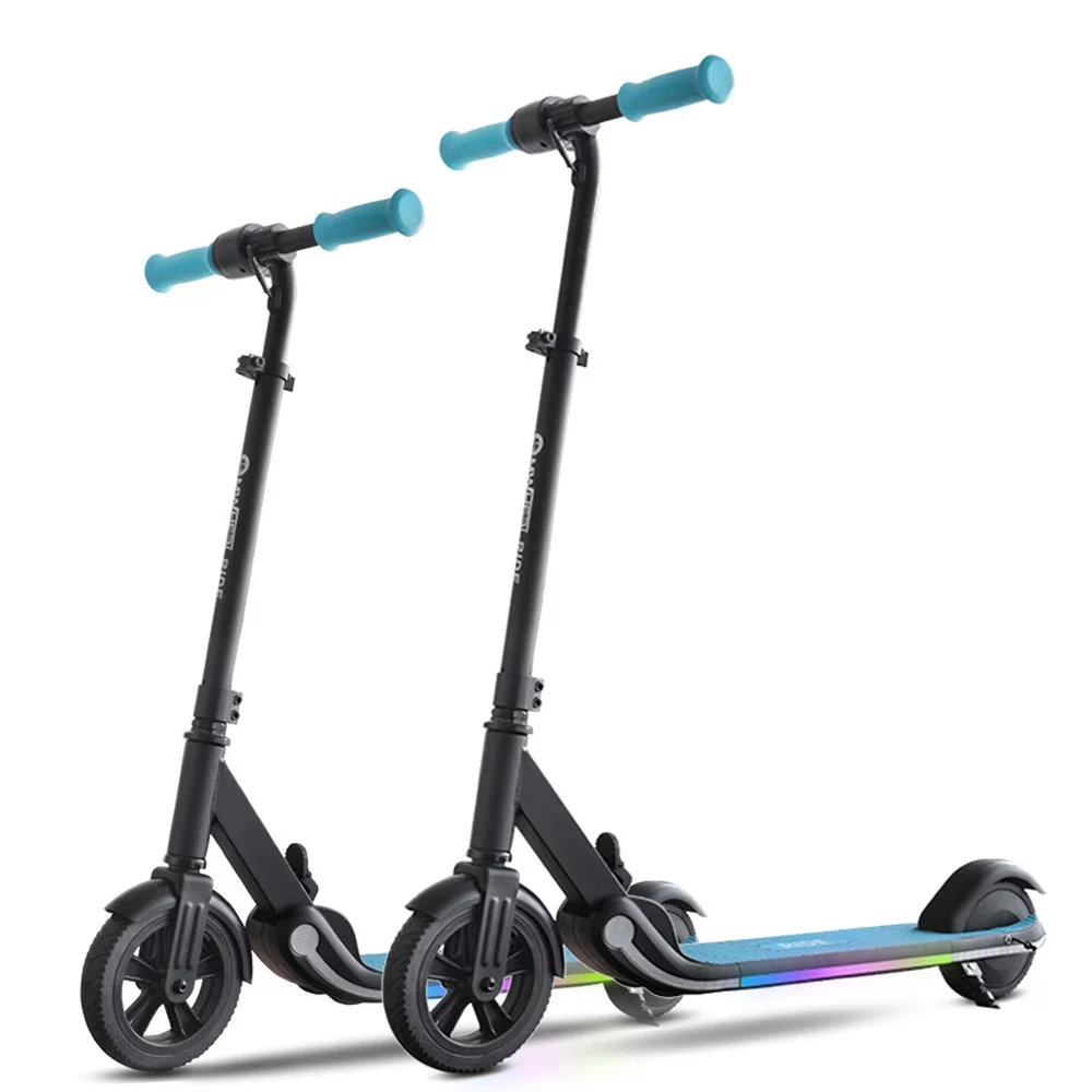 iYofe Kids Scooter for Boys Girls, Electric Scooter with 3-gear Adjustable Height, LED Digital Display and Lights, Two Wheels Fold Scooter Easy to Carry, Blue