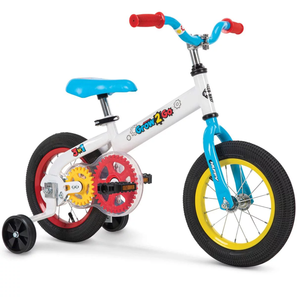 Huffy Grow 2 Go Conversion Balance to Pedal Bike (Red, Blue, and Yellow) – 22321