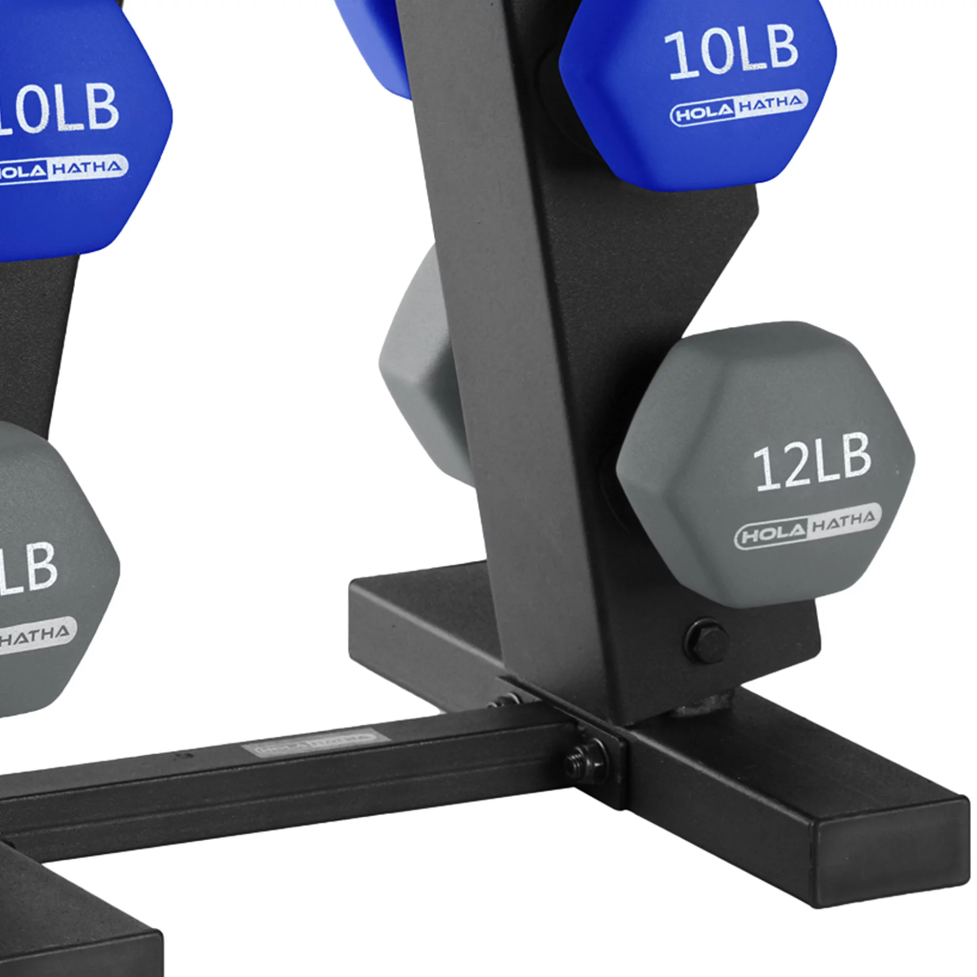 HolaHatha 3, 5, 8, 10, & 12 lb Neoprene Hexagon Dumbbell Weight Set w/Stand