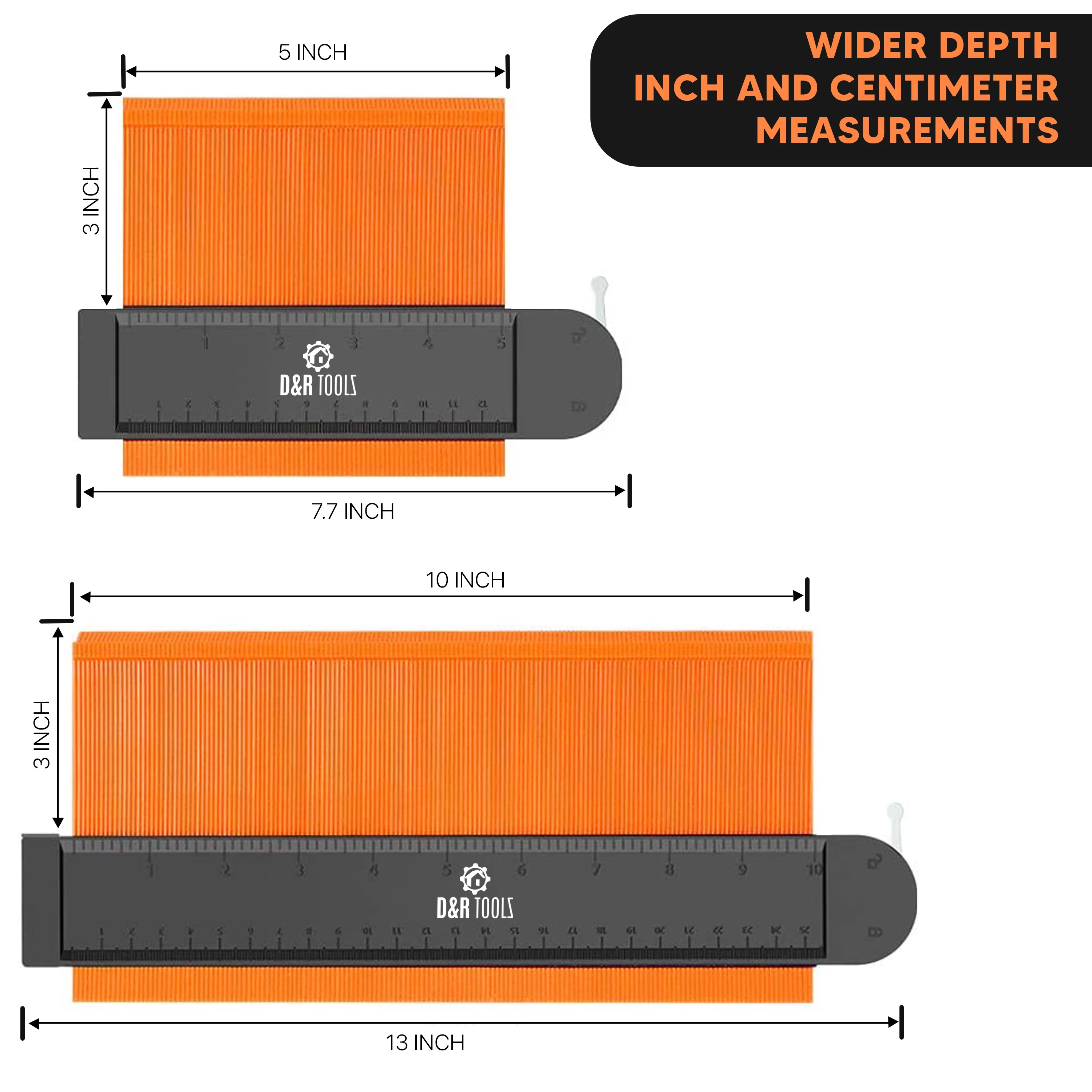 Contour Gauge with Lock D&R Tools Wider Shape Duplication Gauge Tool 5?? & 10??, Template Tool with Adjustable Lock Precisely Copies Irregular Shapes Tools for Flooring Contour Gauge Duplicator