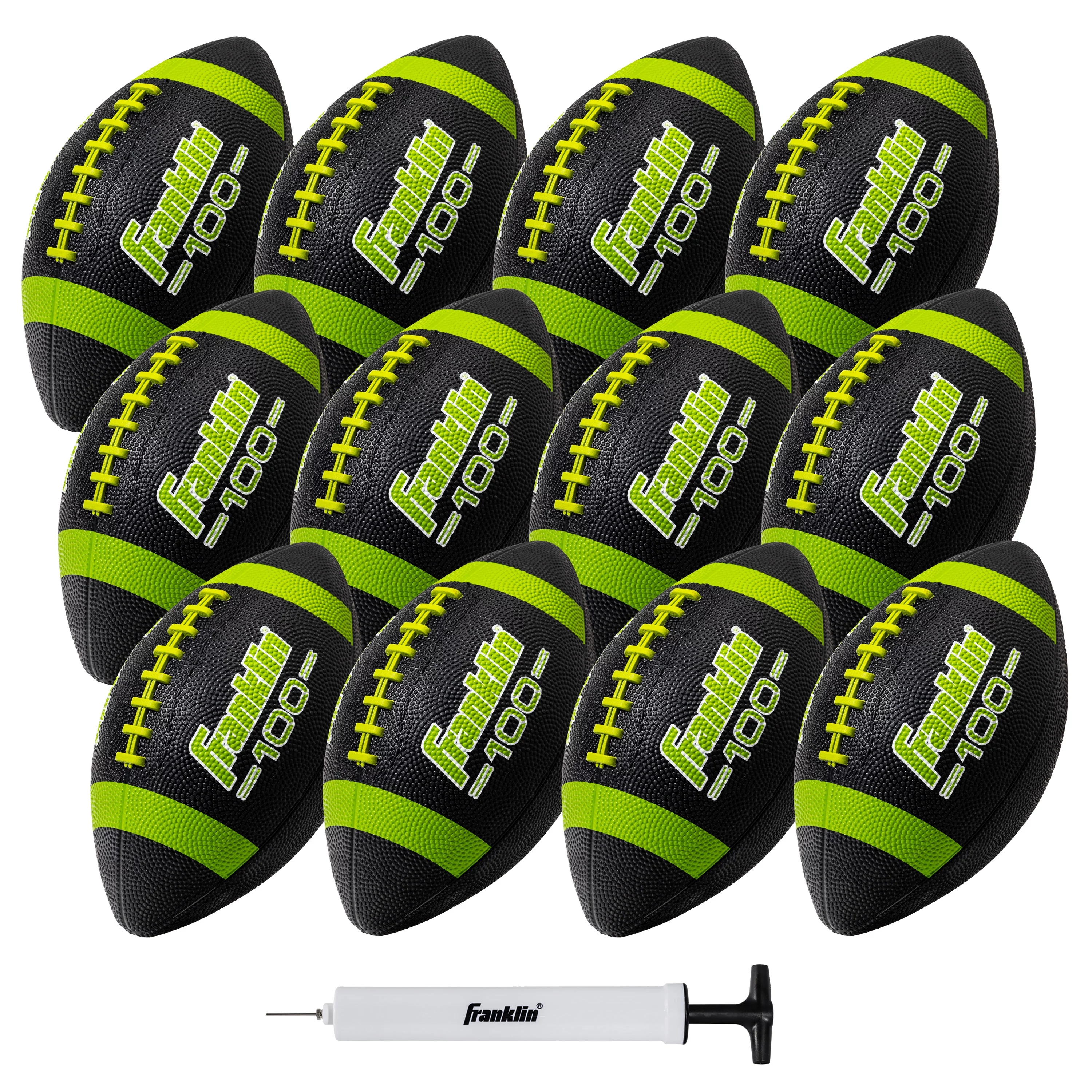 Franklin Sports Junior Size Rubber Football – 6 Pack Deflated with Pump