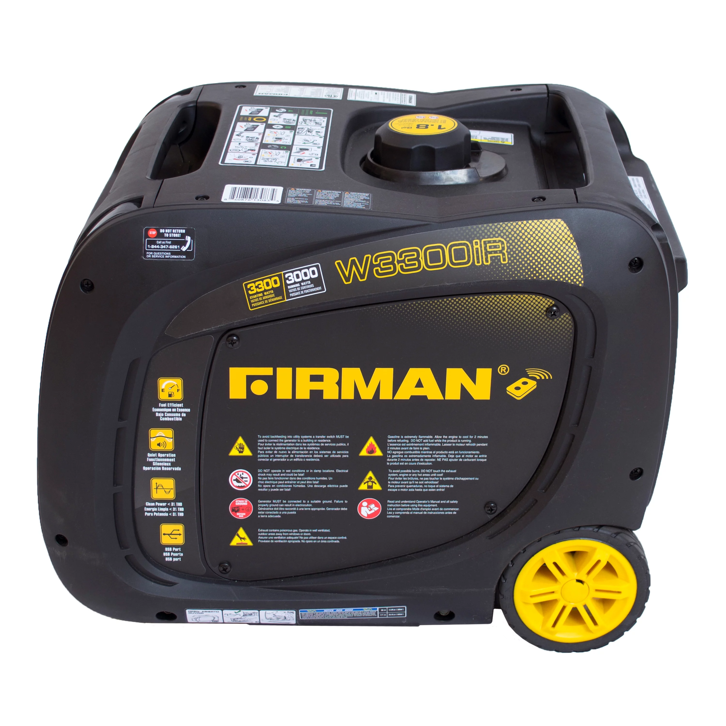 Firman W03083 3300/3000 Watt Gas Remote Start RV Ready Inverter Generator with USB, cETL, CARB