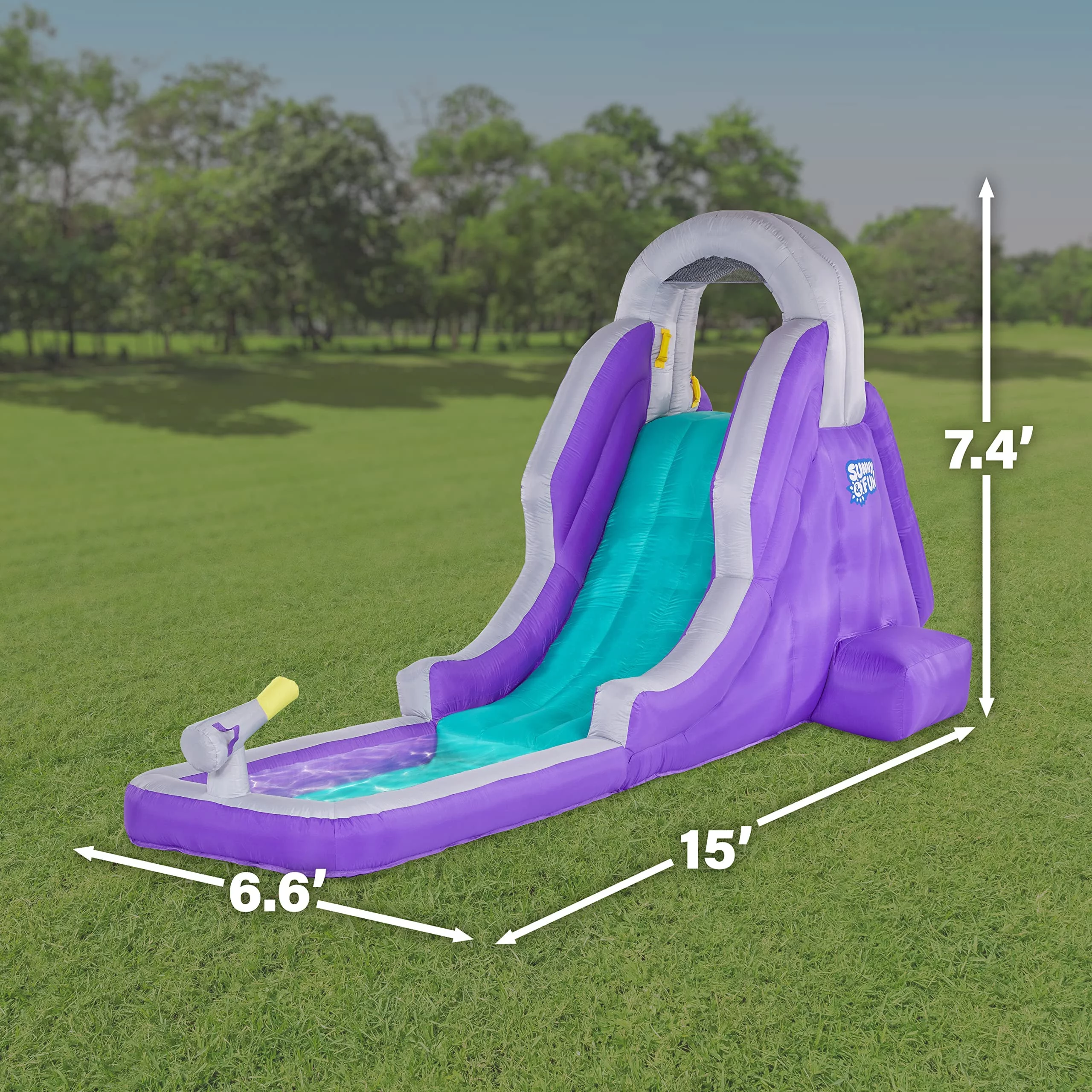 Sunny & Fun Inflatable Water Slide & Blow up Pool, Kids Water Park for Backyard