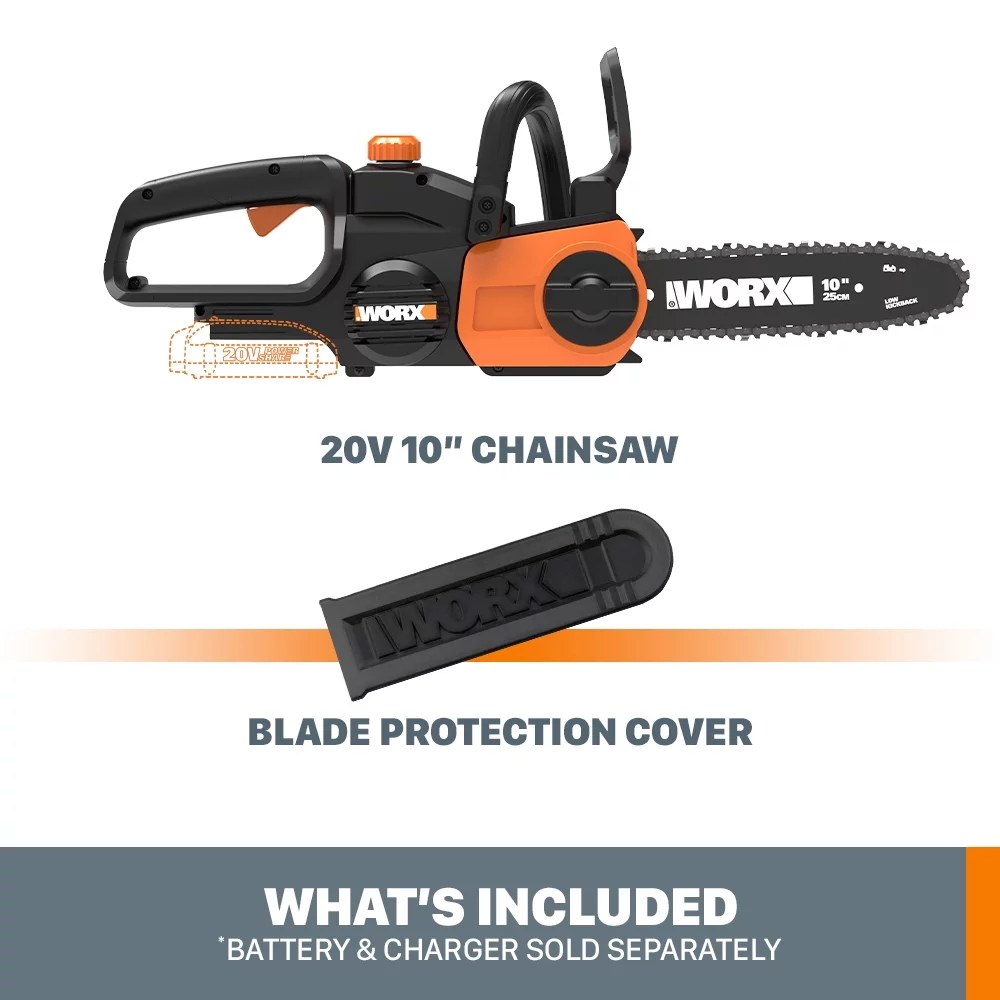 Worx WG322.9 20V Power Share 10″ Cordless Chainsaw with Auto-Tension (Tool Only)