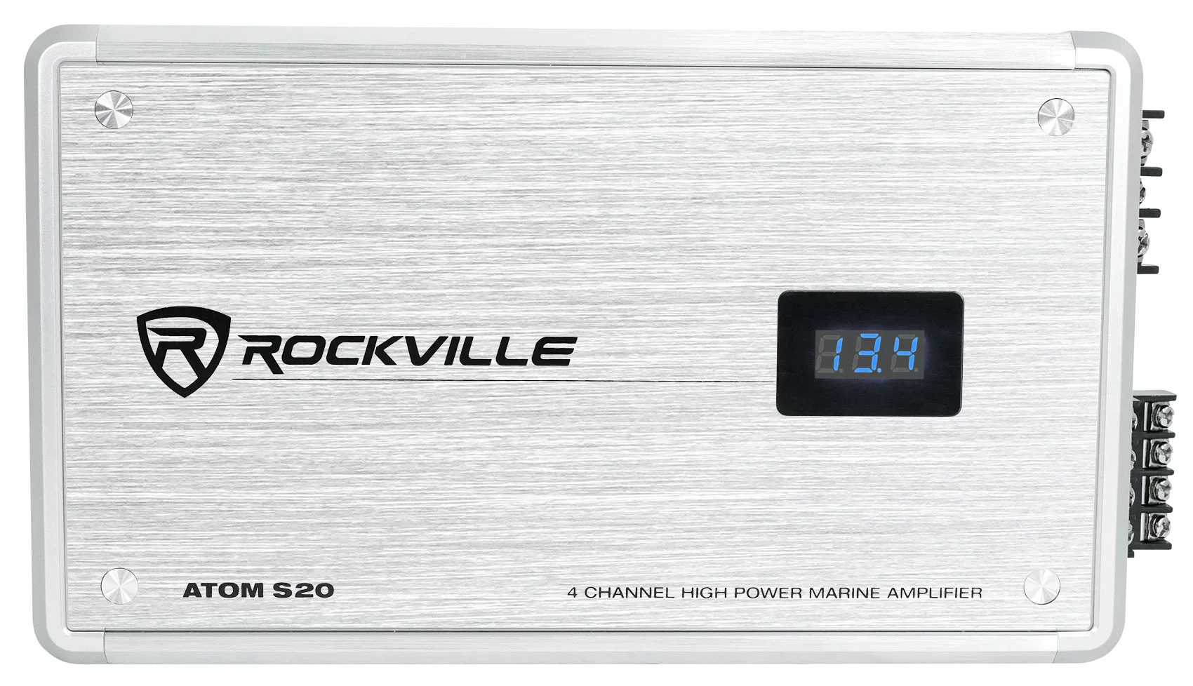 Rockville ATOM S20 Marine Bluetooth Amplifier 1600w 4 Channel/Volt Meter+PA Mic