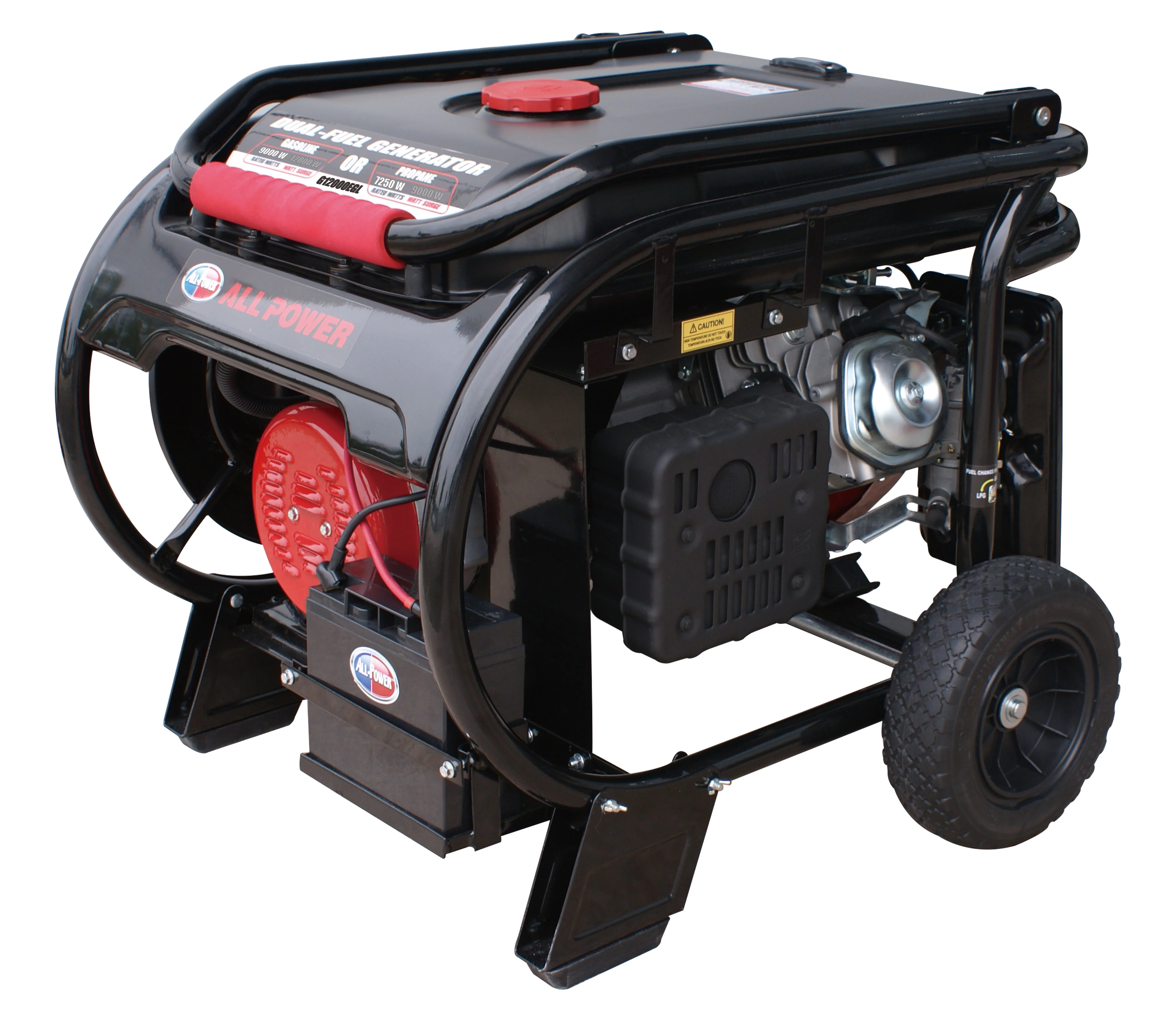 All Power Heavy Duty 12000 Watt Dual Fuel Portable Generator with Electric Start, 12000W Gas/Propane(LPG) with 50A 120/240V AC Outlet, G12000EGL