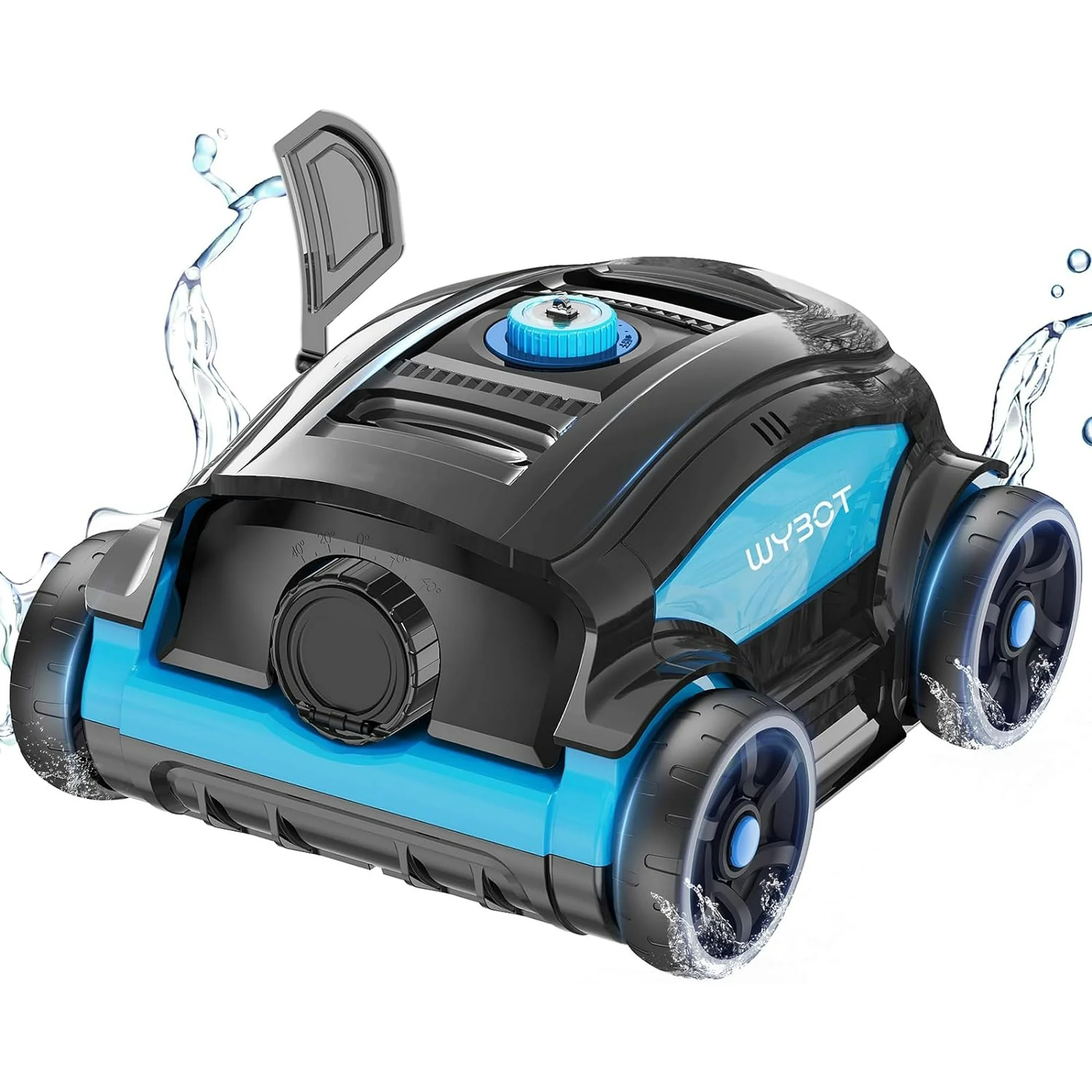 Wybot Robotic Pool Cleaner, Cordless Pool Vacuum Robot with 45W Boosted Power, 130Mins Superior Endurance for Above/Inground Pools Up to 1300 Sq.ft (Black and Blue)