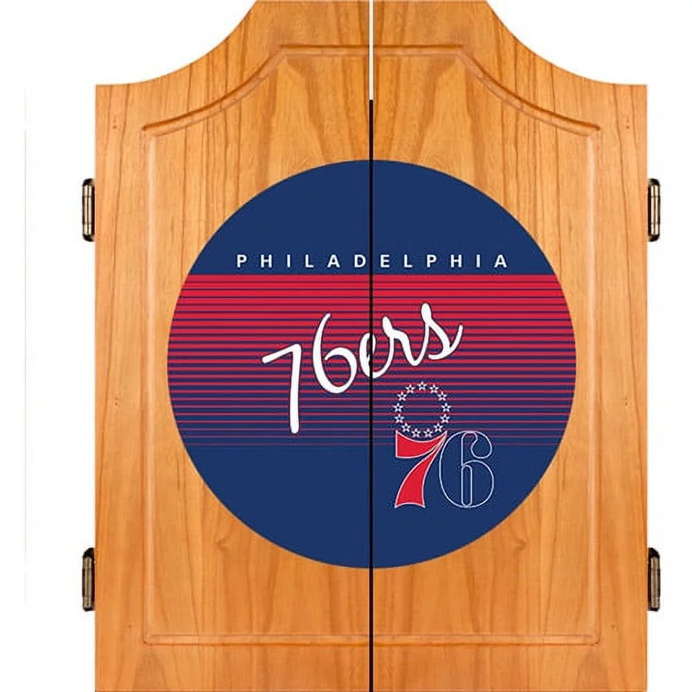 Philadelphia 76ers Hardwood Classics NBA Wood Dart Cabinet