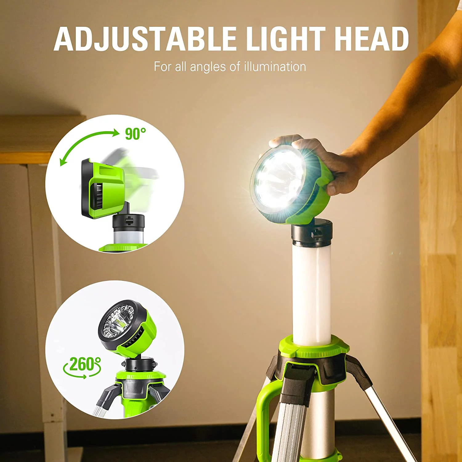 Greenworks 24V 2-in-1 Standing Light, LED Work Light with 2Ah Battery and Charger