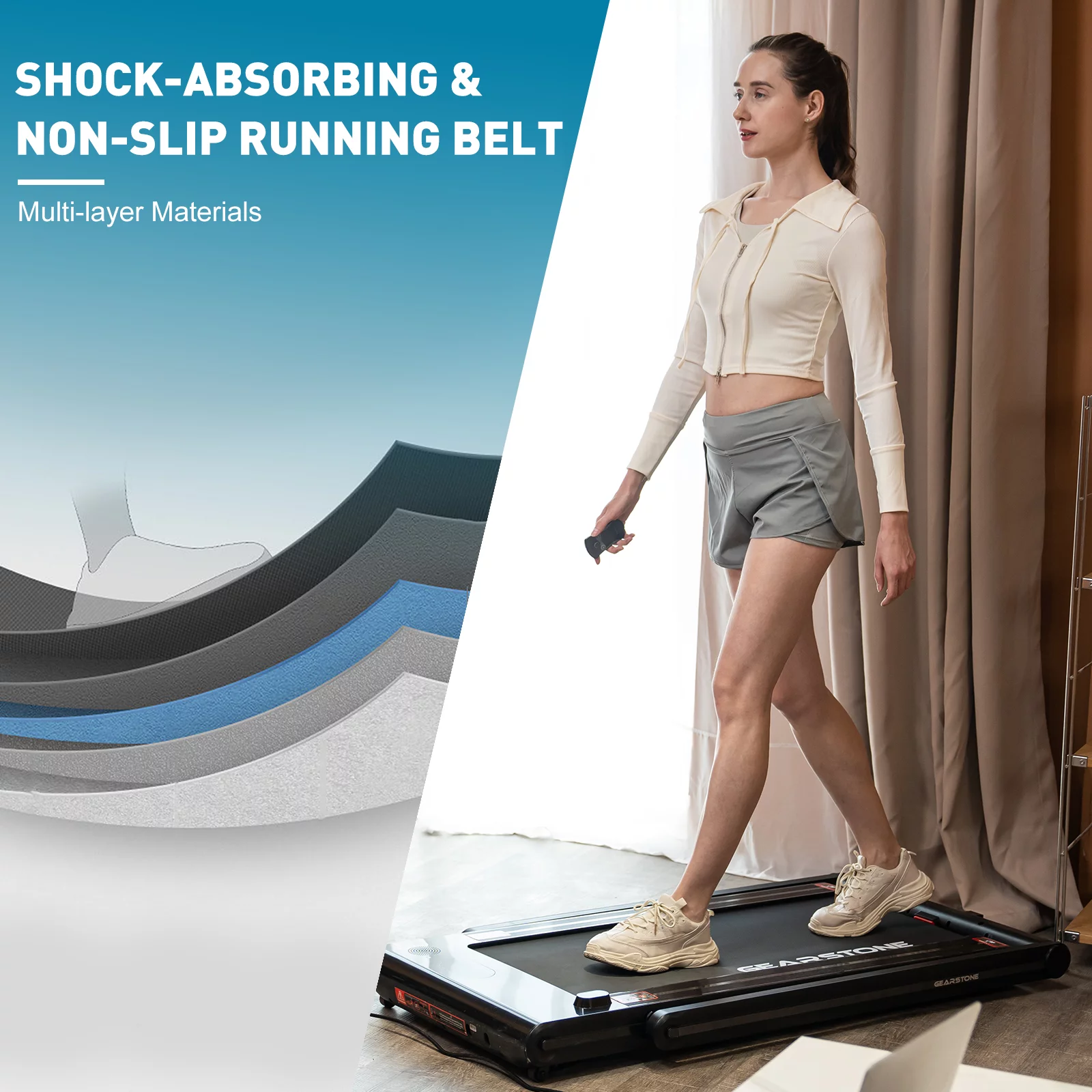 GEARSTONE 2 in 1 Folding Treadmill, Under Desk Treadmill Walking Electric Jogging Running Machine . Treadmill Home Gym Office Workout