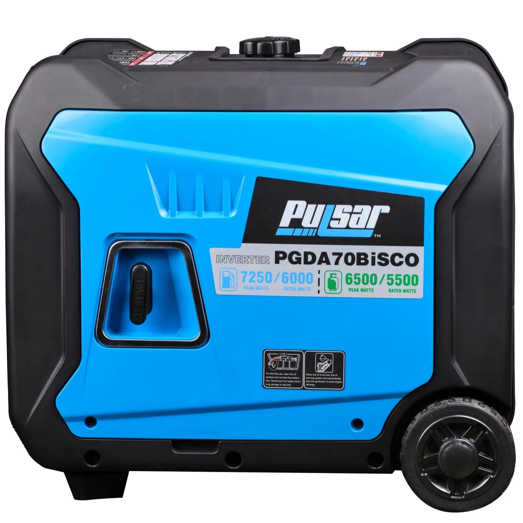 Pulsar 7,250 Watt Super Quiet Dual Fuel Inverter Generator with CO Alert and Remote Start