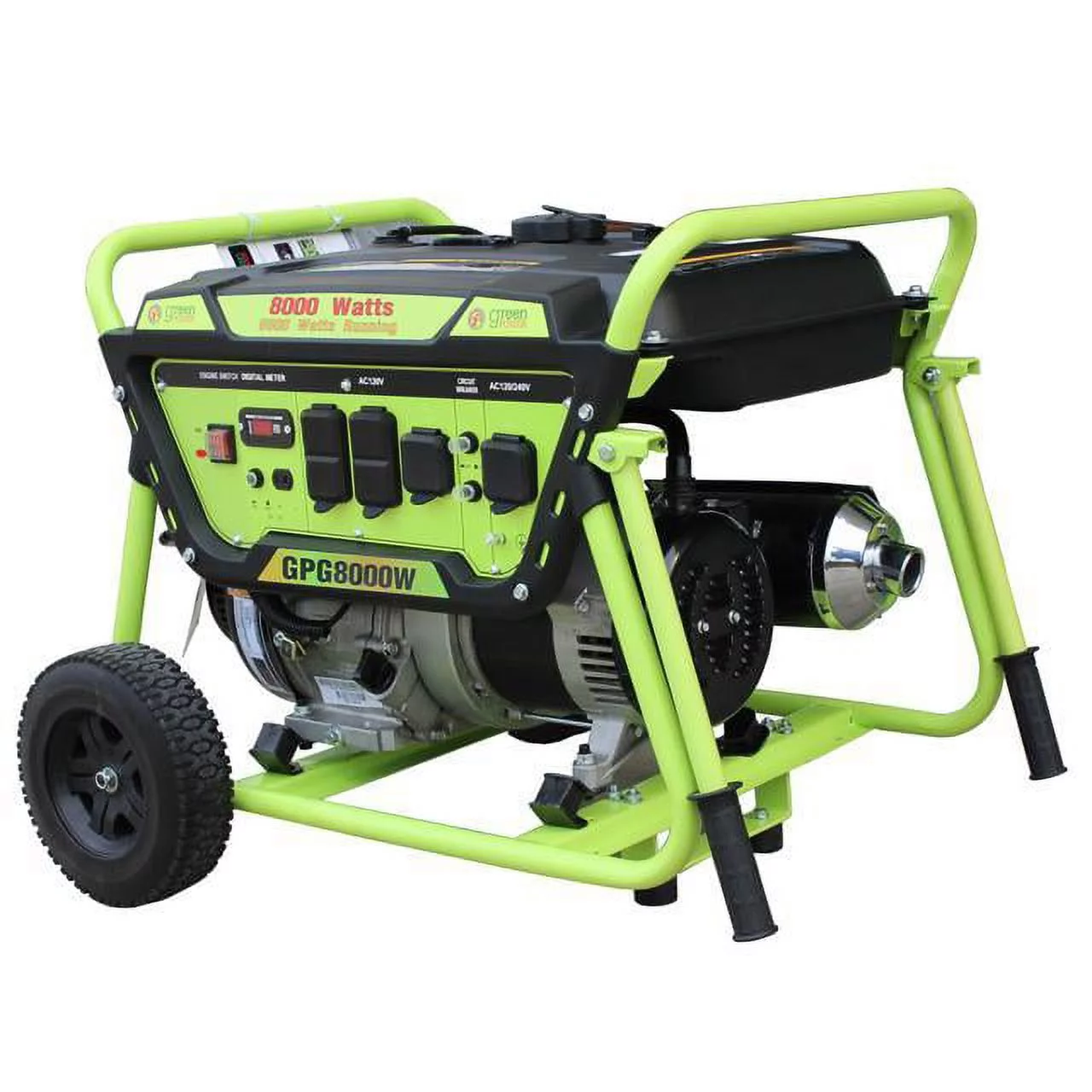 Green-Power America Gas Generator Pro Series GPG8000W delivers 8000 watts of starting power and 6500 watt of continious power