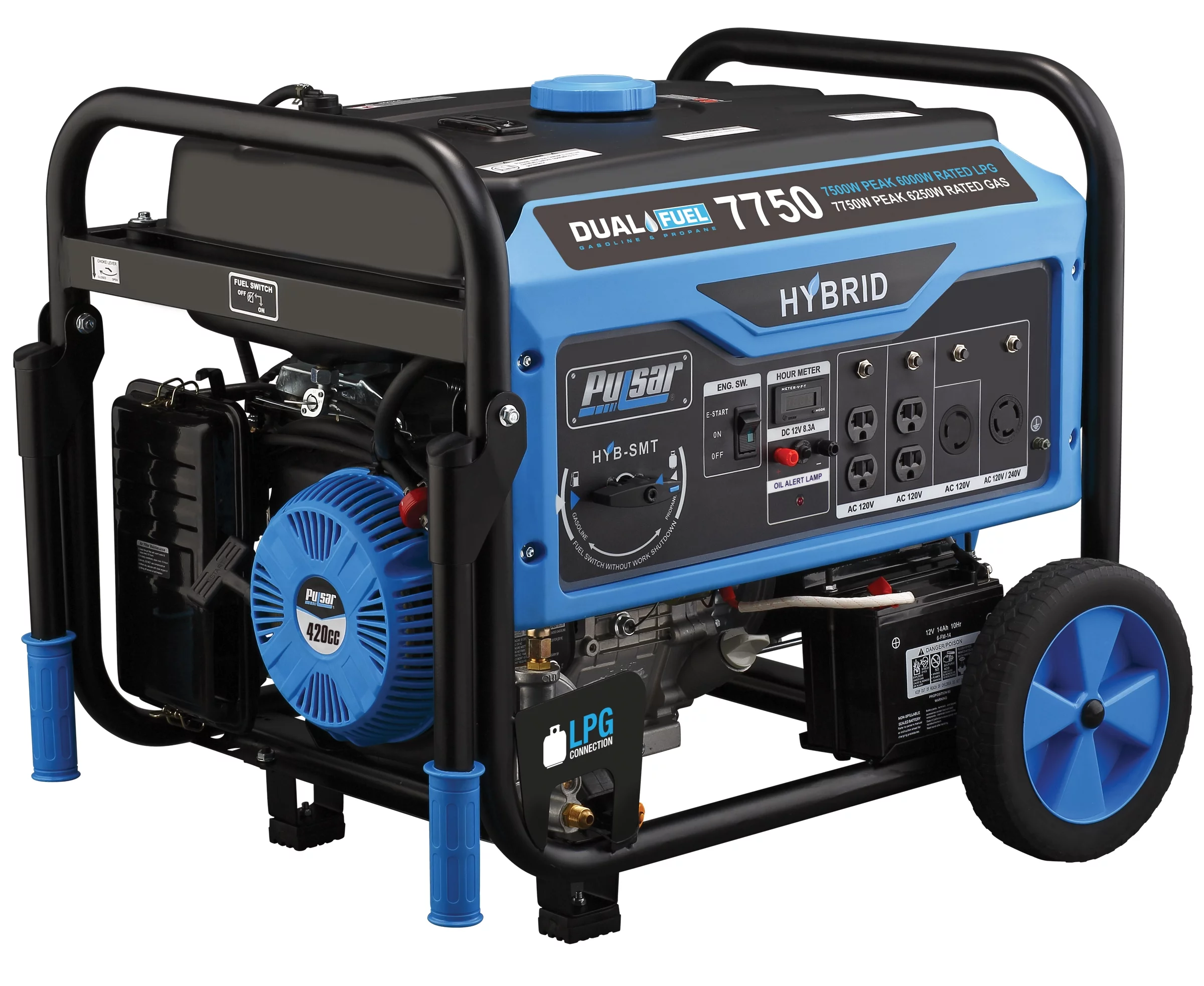 Pulsar 7750-Watt Dual Fuel Portable Generator with Electric Start