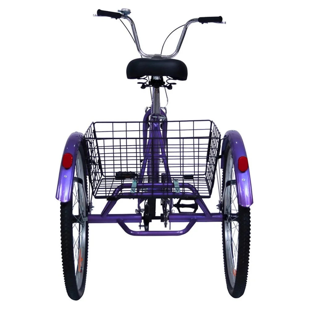 Royal London Adult Tricycle 3 Wheeled Trike Bicycle w/ Shopping Basket Purple