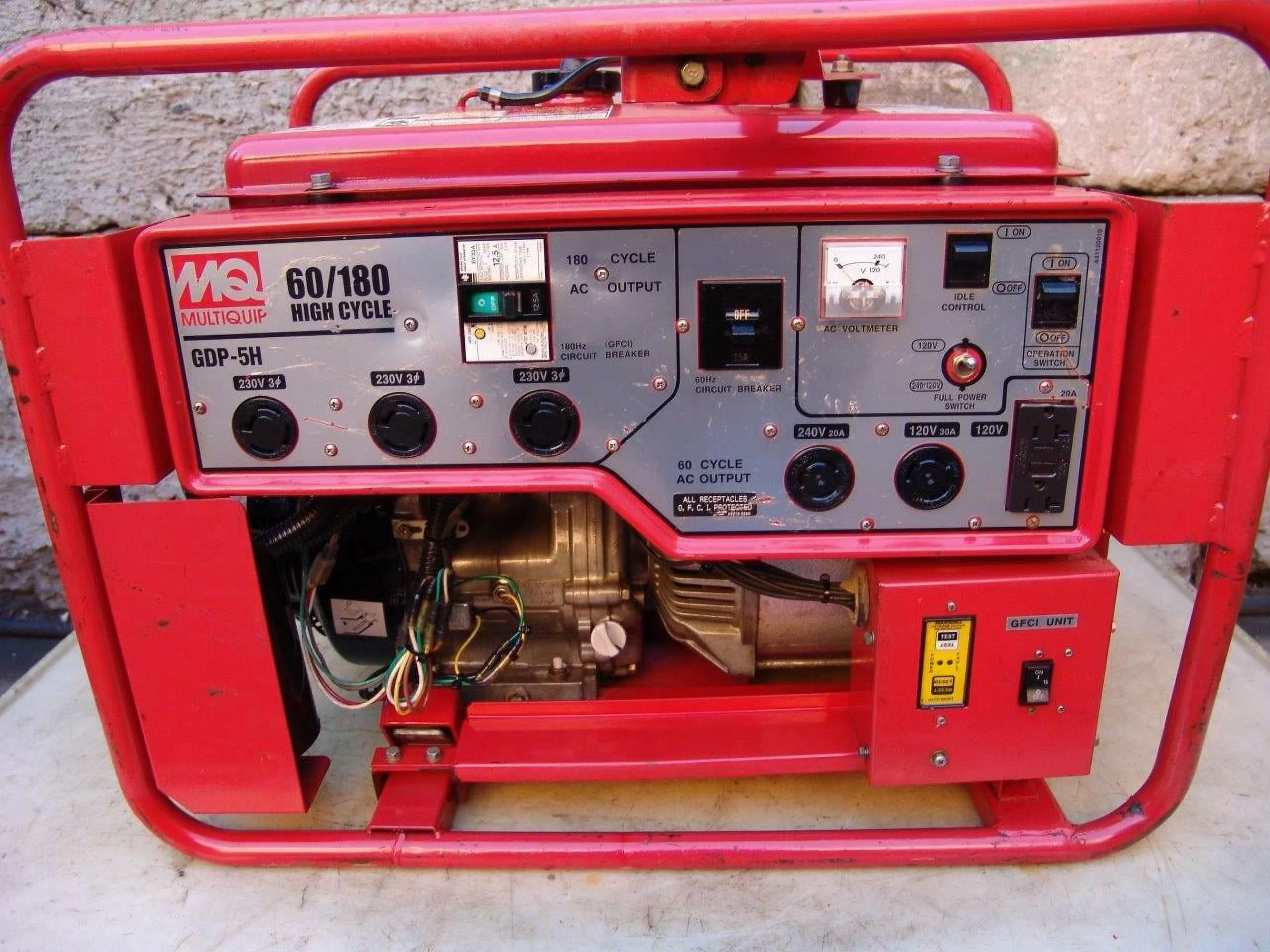 MULTIQUIP MW HIGH CYCLE GENERATOR 1 & 3 PHASE 5000 WATTS 11 hp HONDA GDP-5H #6