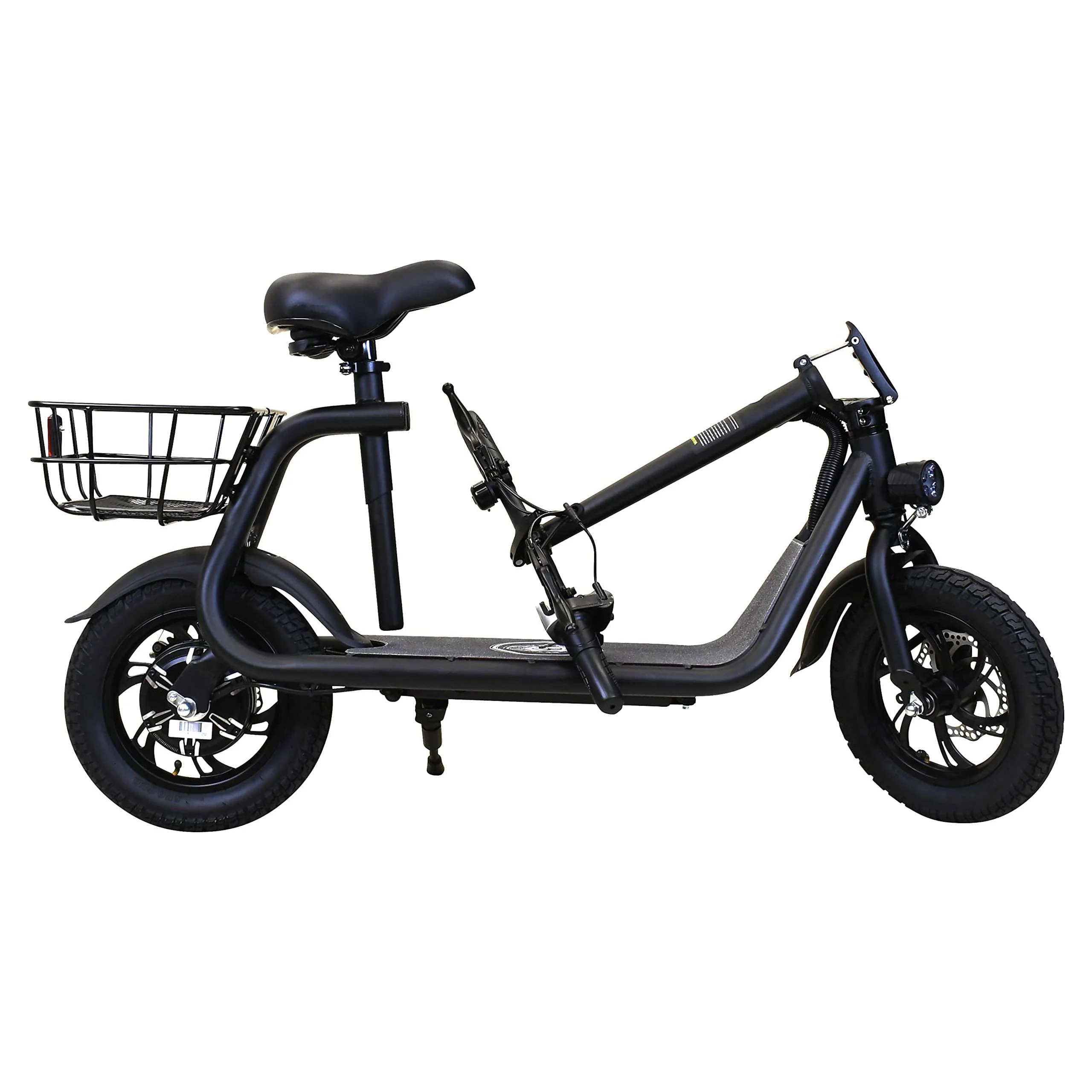 M Massimo Motor R1 E-Scooter Black 450W Adjustable Seat Folding Latch, Lightweight 36LB Folding Scooter Weight Limit 245 lbs Electric Scooter for Adults