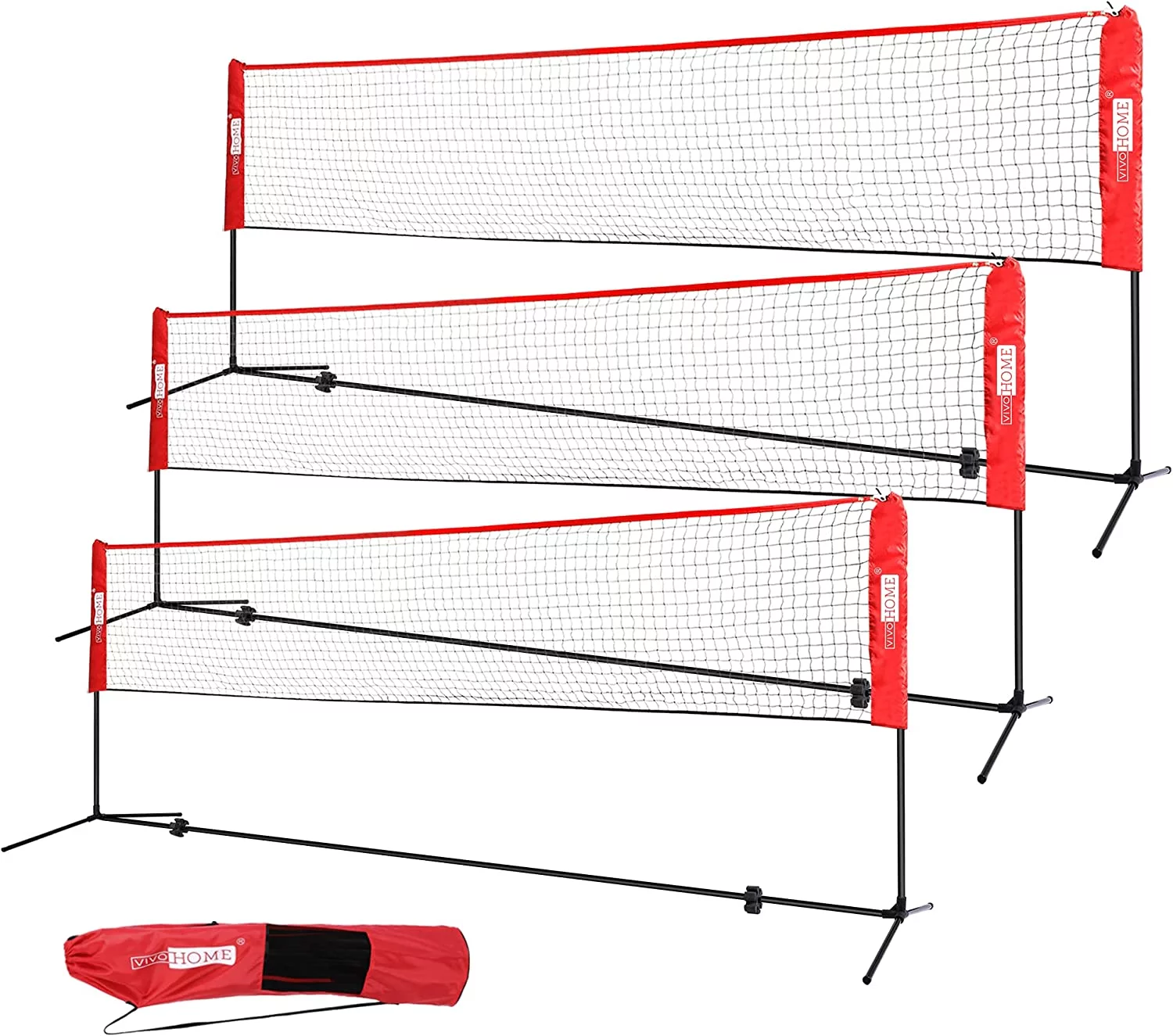 SPECSTAR Portable 10ft/ 14ft/ 17ft Height Adjustable Outdoor Badminton Net Set with Stand and Carry Bag for Kid’s Volleyball Soccer Tennis Pickleball