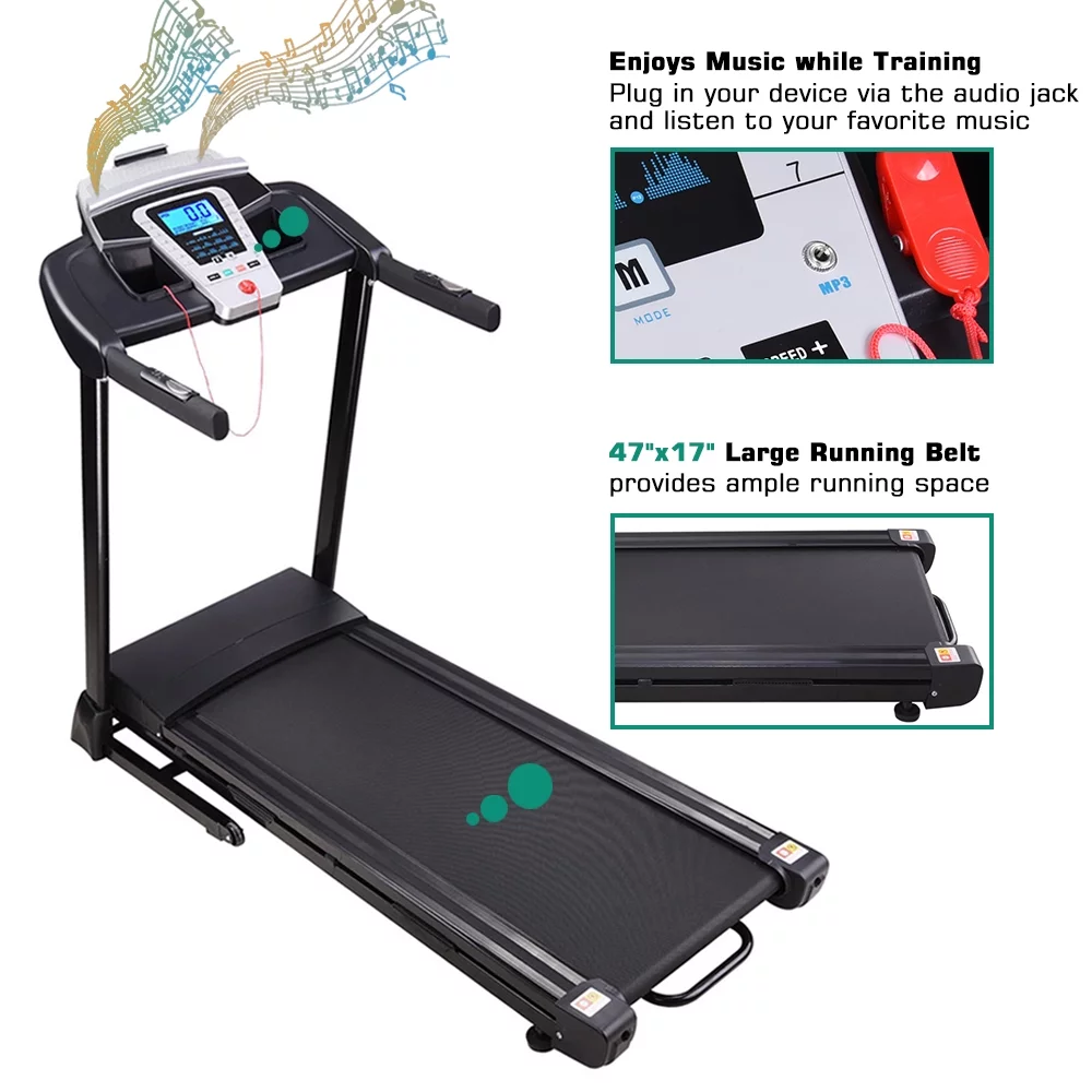 Yescom Folding Treadmill with LCD Display Speaker Running Walking Treadmill for Home Office Exercise