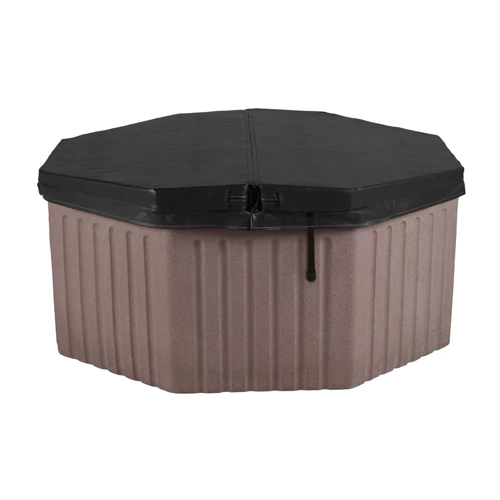 AquaLife Lagoon 8 Seater Hot Tub Spa with 20 Jets, LED lighting & Tub Cover, Millstone Brown