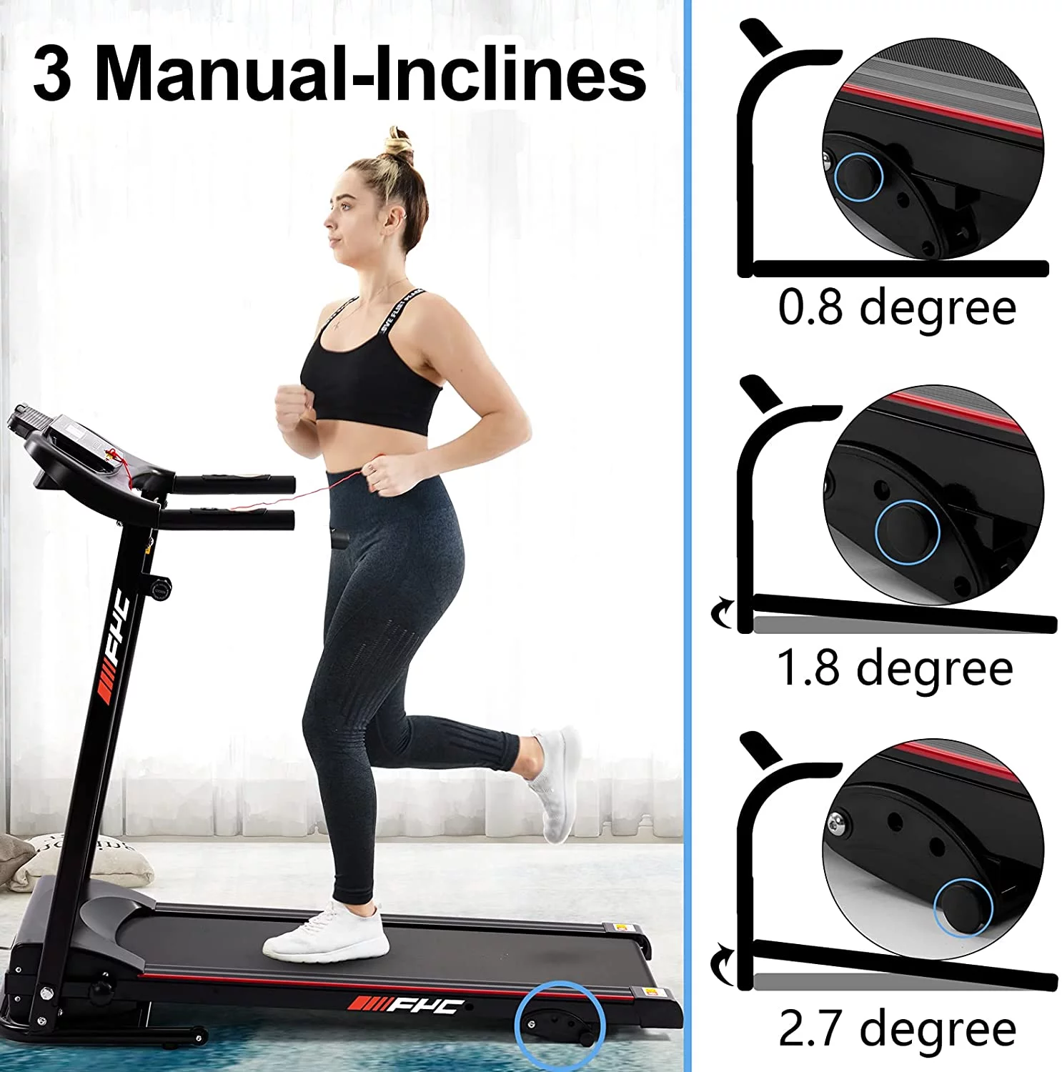 2.5HP Folding Incline Treadmill with 12 Preset Programs Bluetooth Electric Walking Treadmill Machine For Home