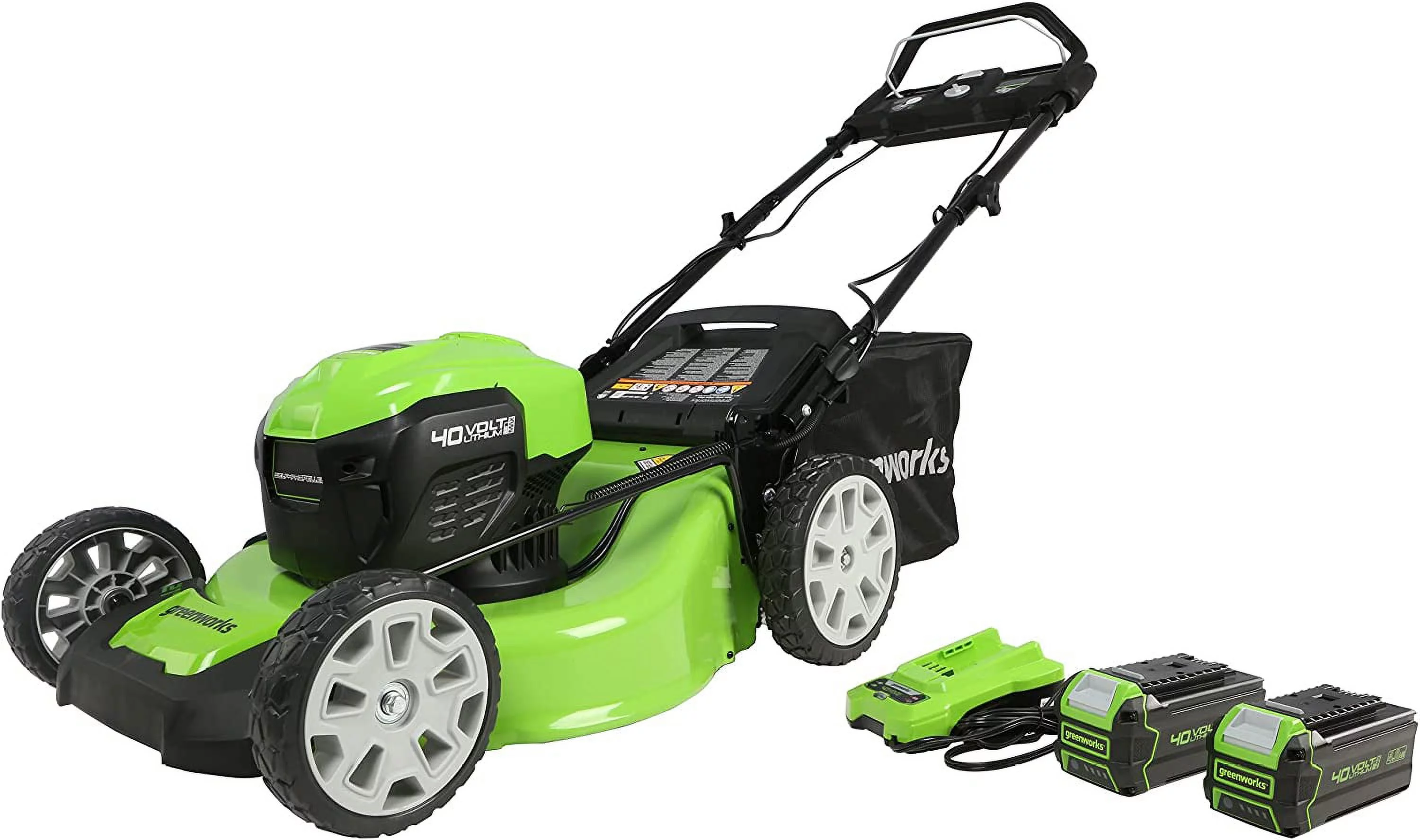 Greenworks 40V 21″ Brushless (Smart Pace) Self-Propelled Lawn Mower, 2 x 4Ah USB (Power Bank) Batteries and Charger Included MO 21″ Mower (2 x 4.0Ah)