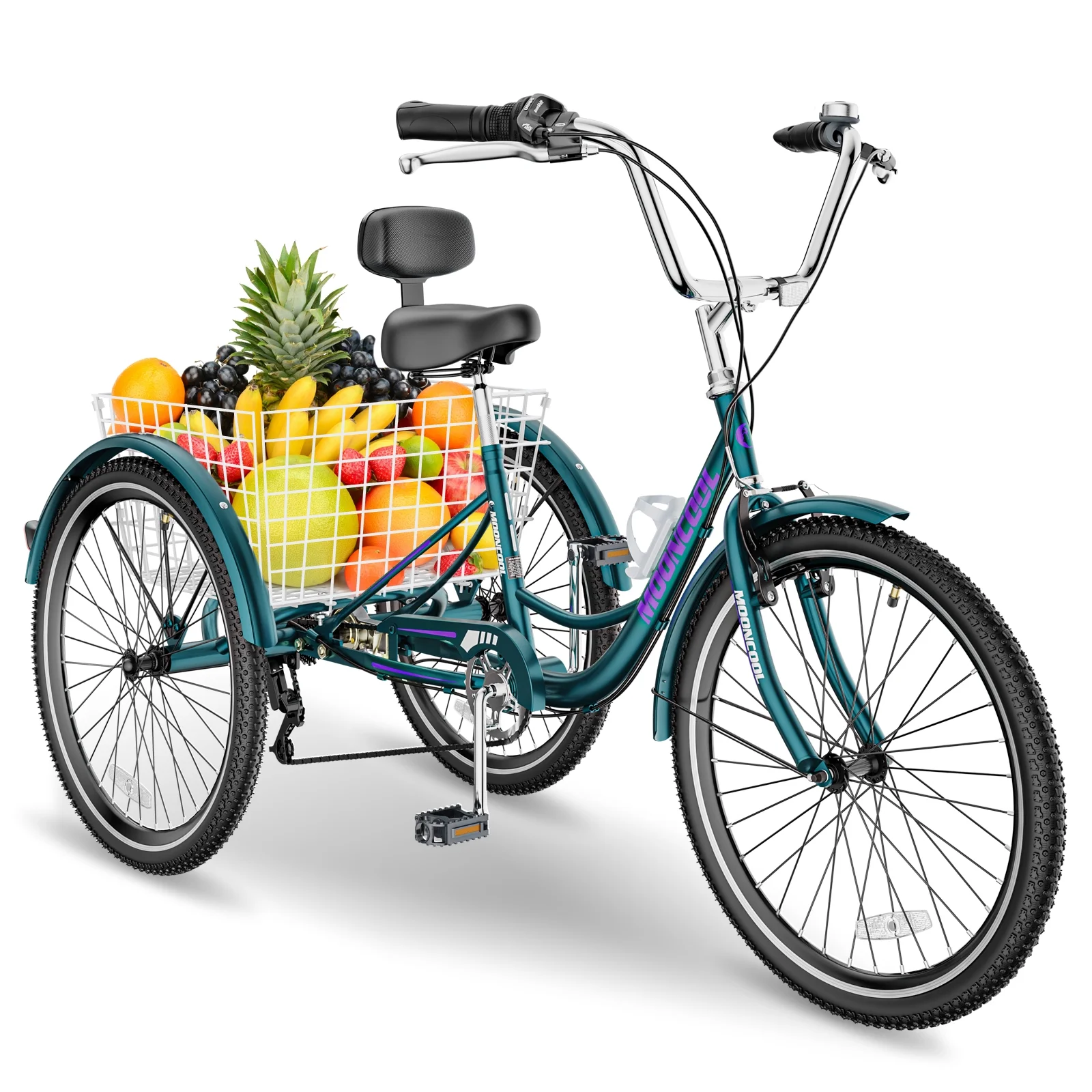 FICISOG 26″ Adult Tricycle, 3 Wheel 7 Speed Bikes,450lbs Capacity Cruise Trike with Shopping Basket