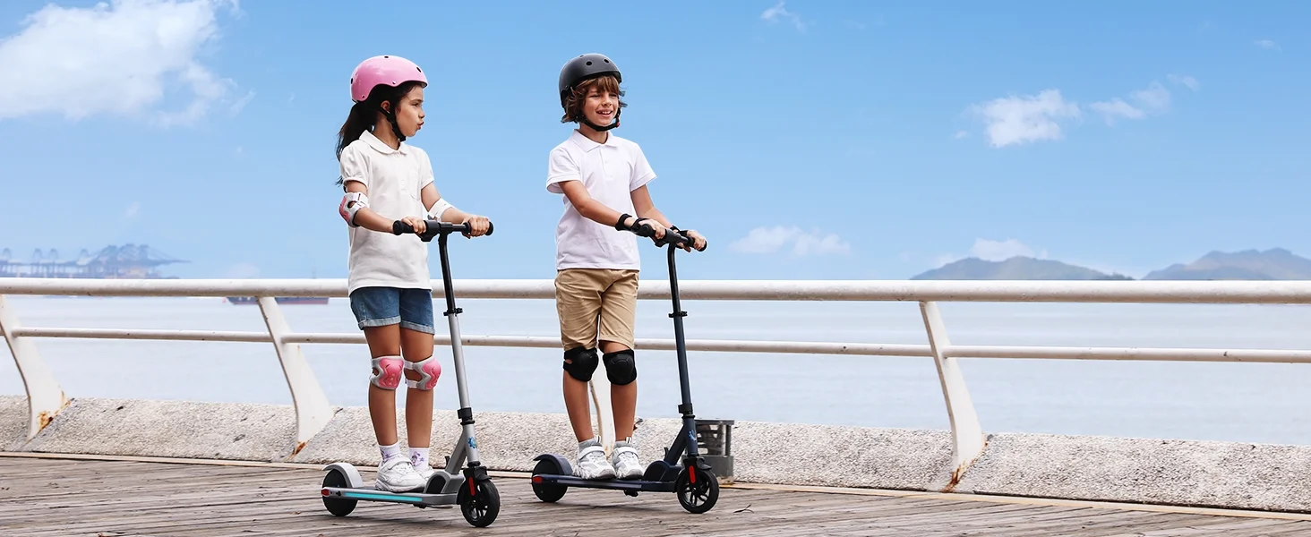 Caroma Kids Electric Scooter, 8+ Boys and Girls Safe Kick Scooter, Adjustable Speed and Handlebar