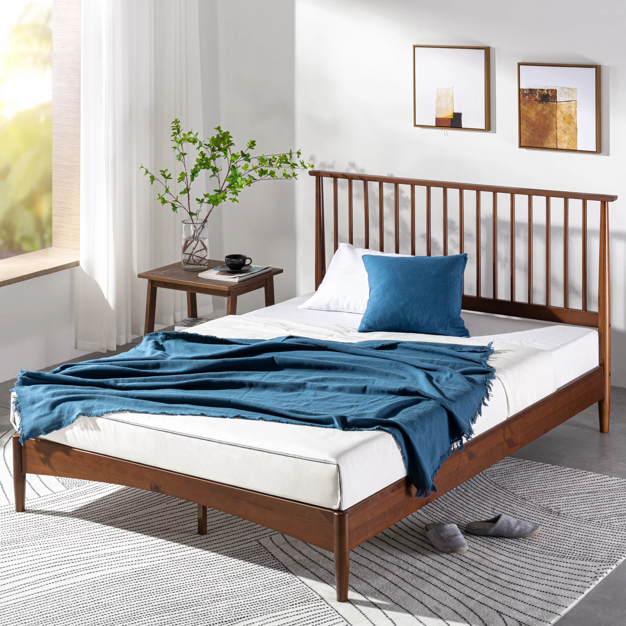 Zinus Linda 41″ Mid Century Wood Platform Bed Frame, Queen