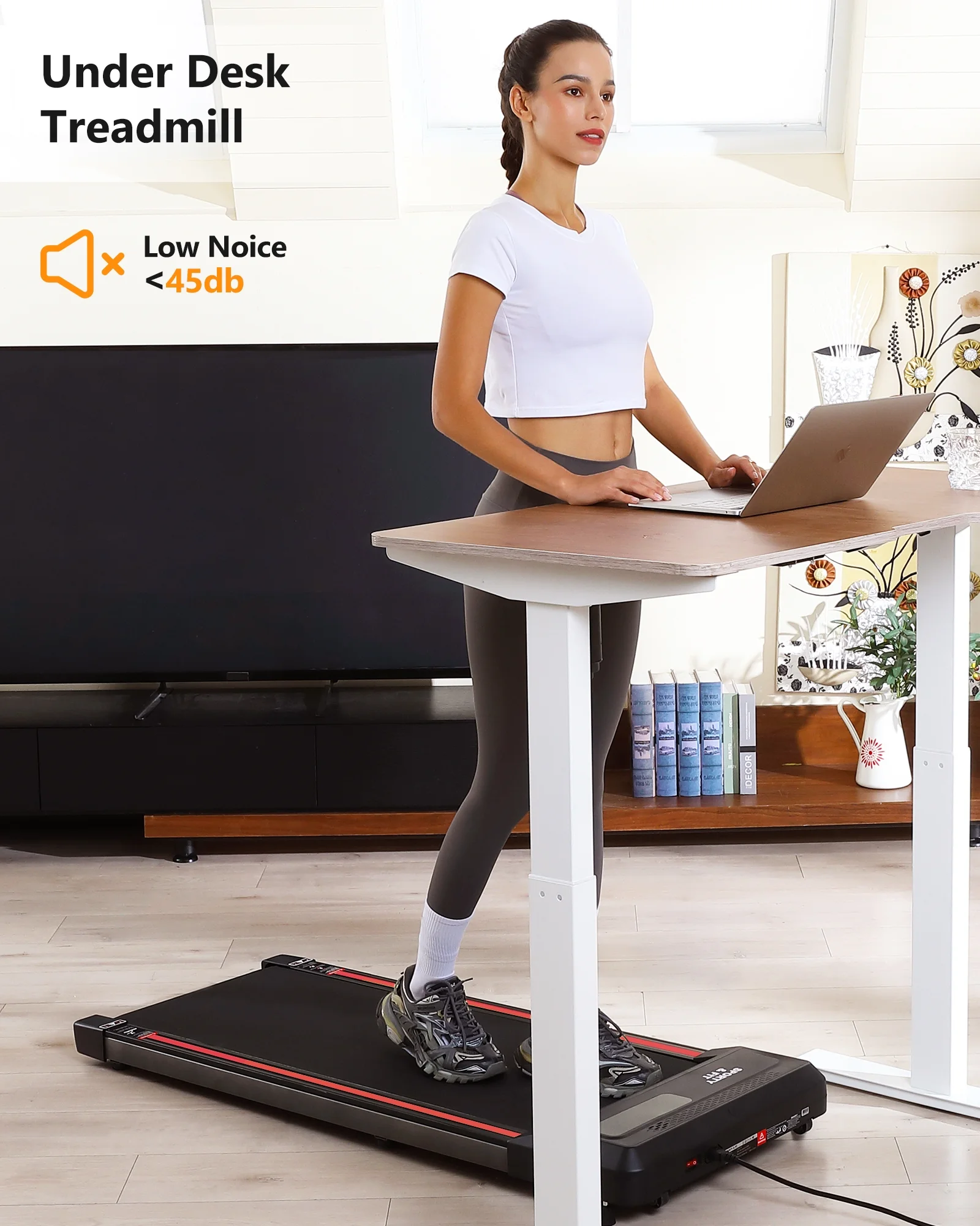 Under Desk Treadmill Electric Walking Jogging Exercise Machine Installation-Free Machine for Home/Office Use,Gray