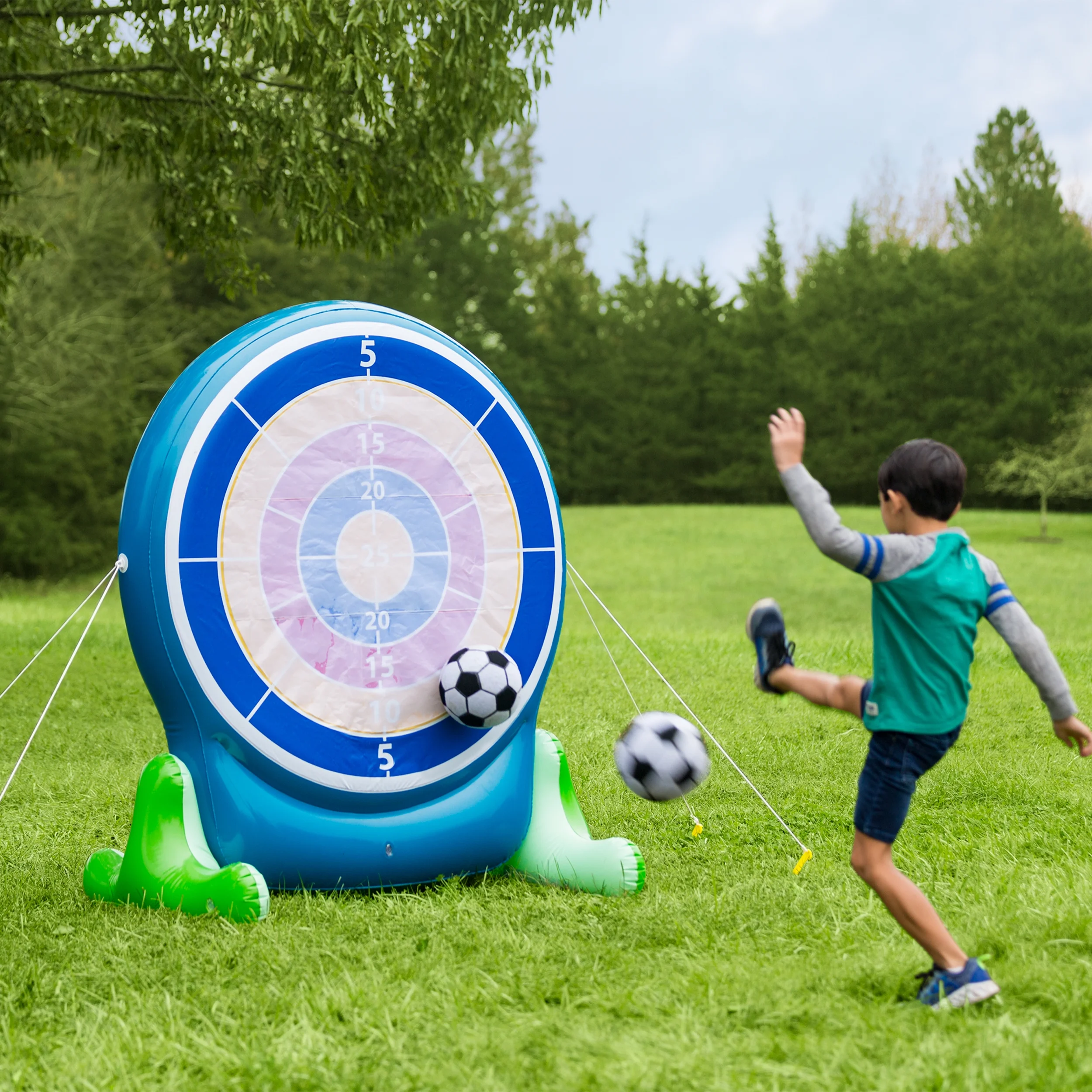 Hearthsong Jumbo 57-Inch Inflatable 2-in-1 Darts and Soccer Game with Double-Sided Board